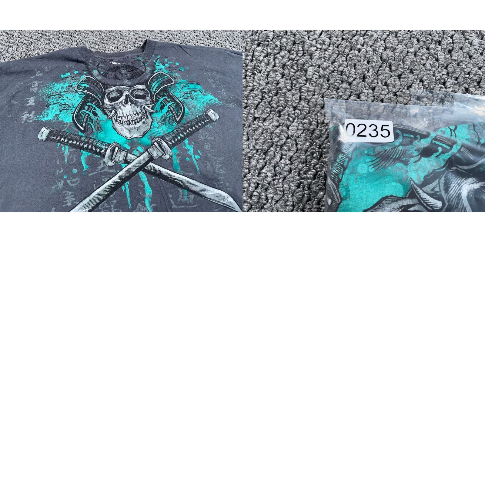 Carbon VINTAGE Carbon Skull Sword Print T-Shirt Adult XL Dark Gray Retro Grunge Mens Size US XL / EU 56 / 4 - 8 Thumbnail