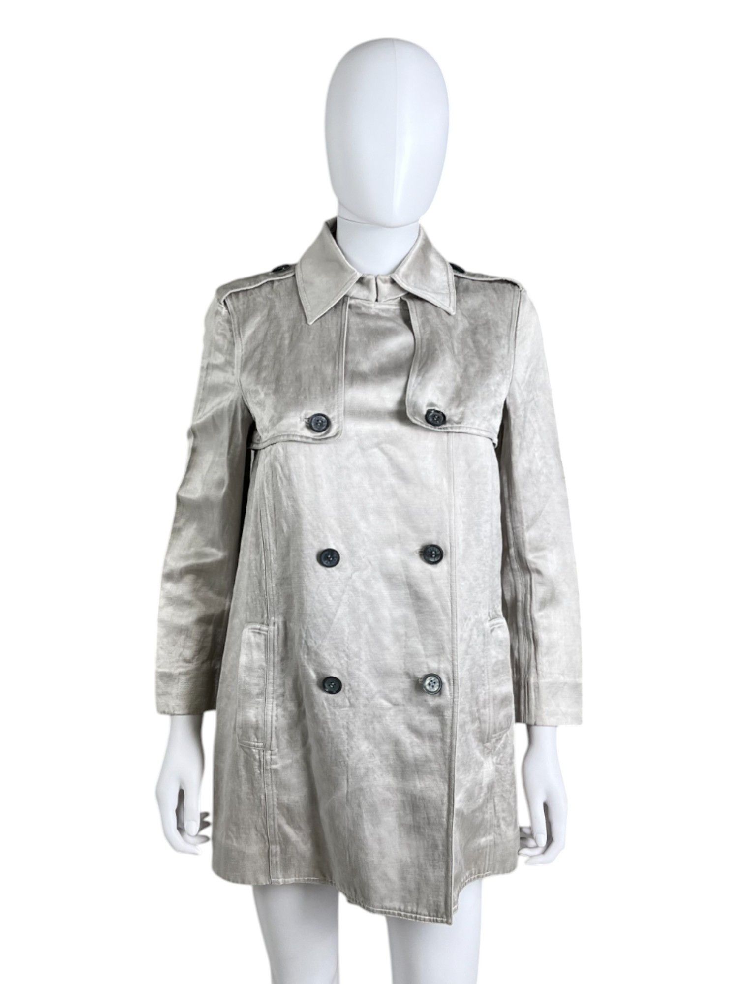Celine by Michael Kors Double Breasted Silver Military Coat Size M / US 6-8 / IT 42-44 - 1 Thumbnail
