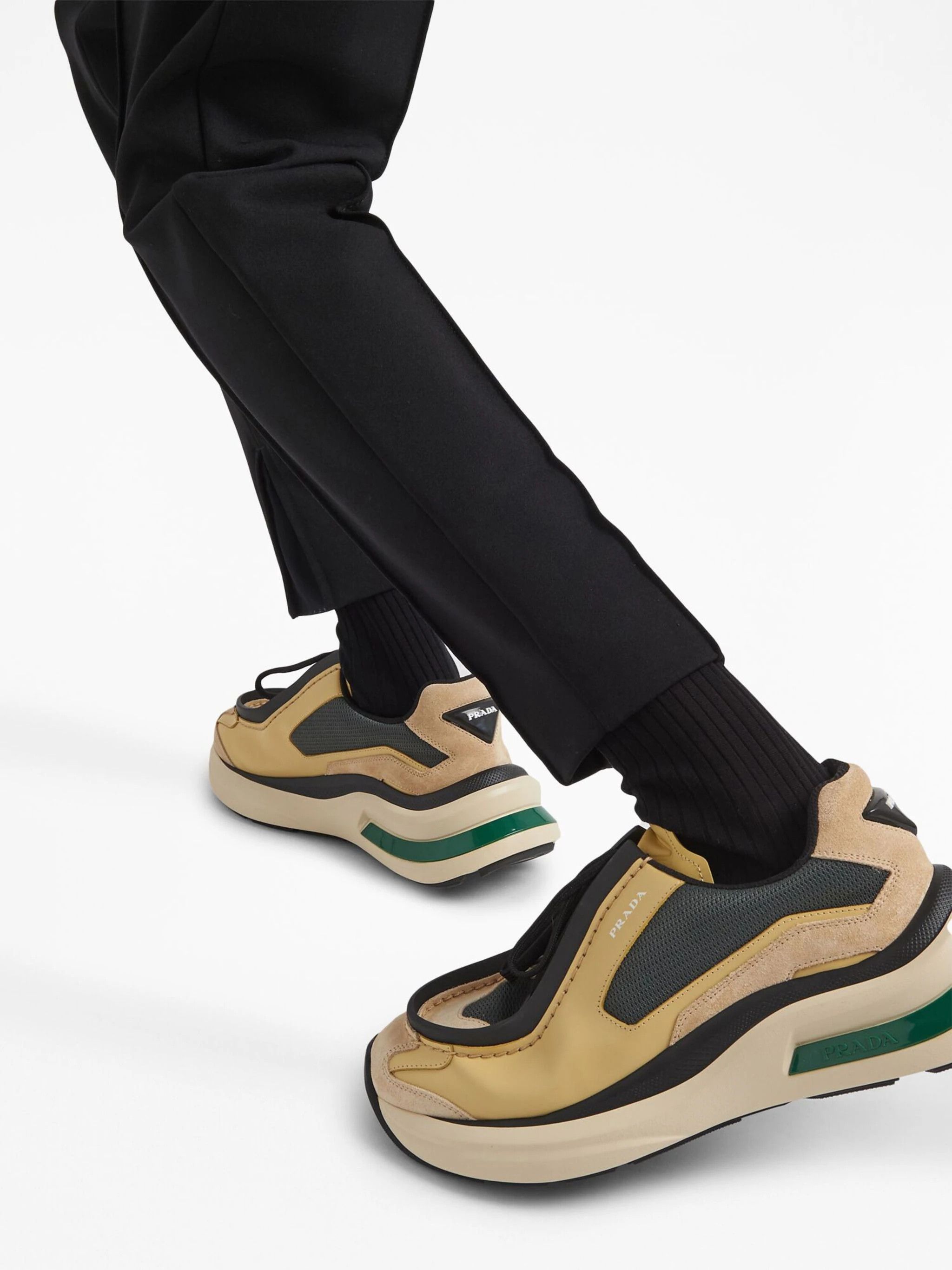 Prada o1mt1gz1024 Panelled Leather Chunky Sneakers in Multicolor Size US 8 / EU 41 - 6 Thumbnail