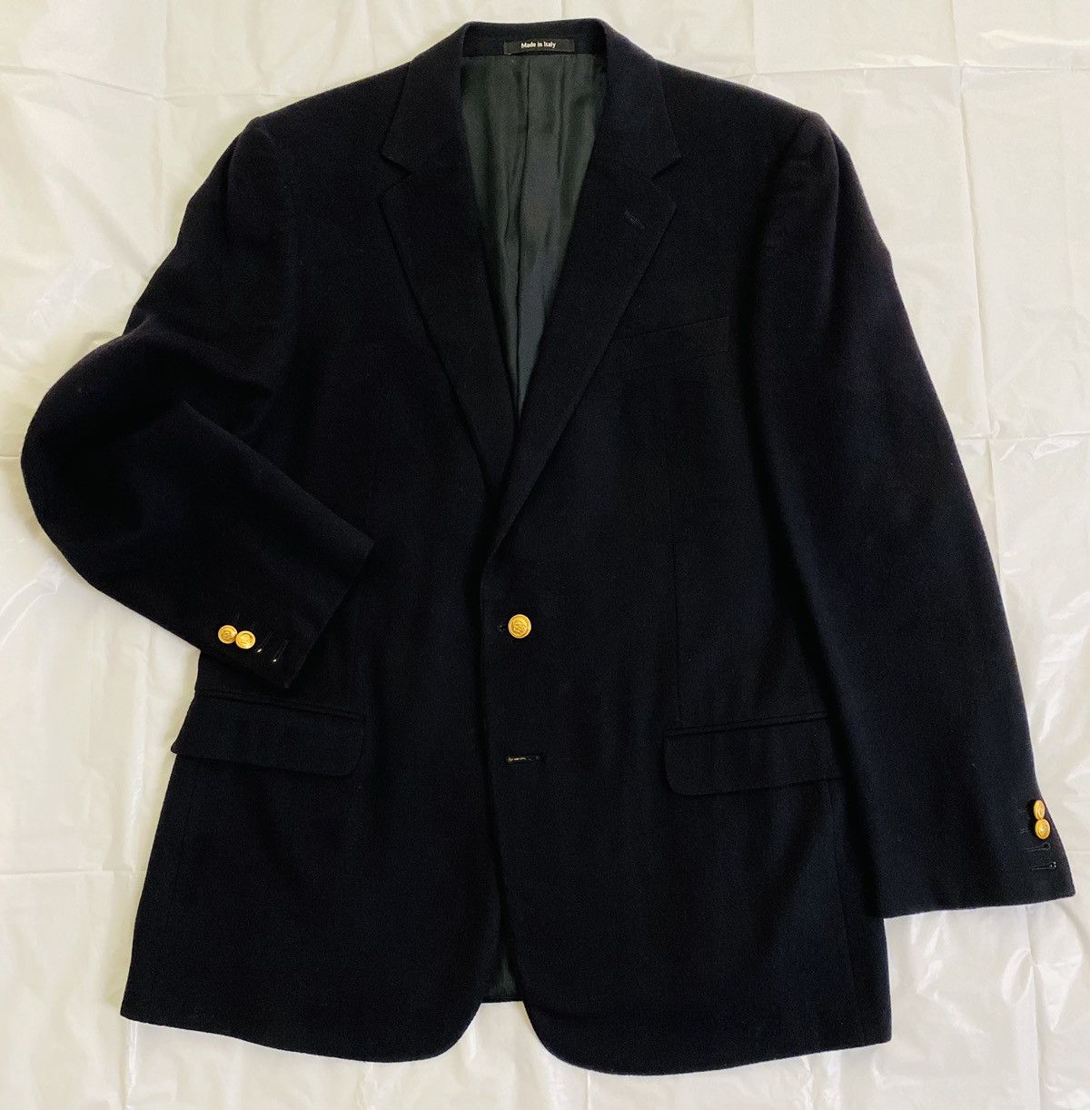 Alfred Dunhill Dunhill x Zegna 🇮🇹 Navy Cashmere Felt Brass Button Blazer 46L Size 46L - 15 Thumbnail