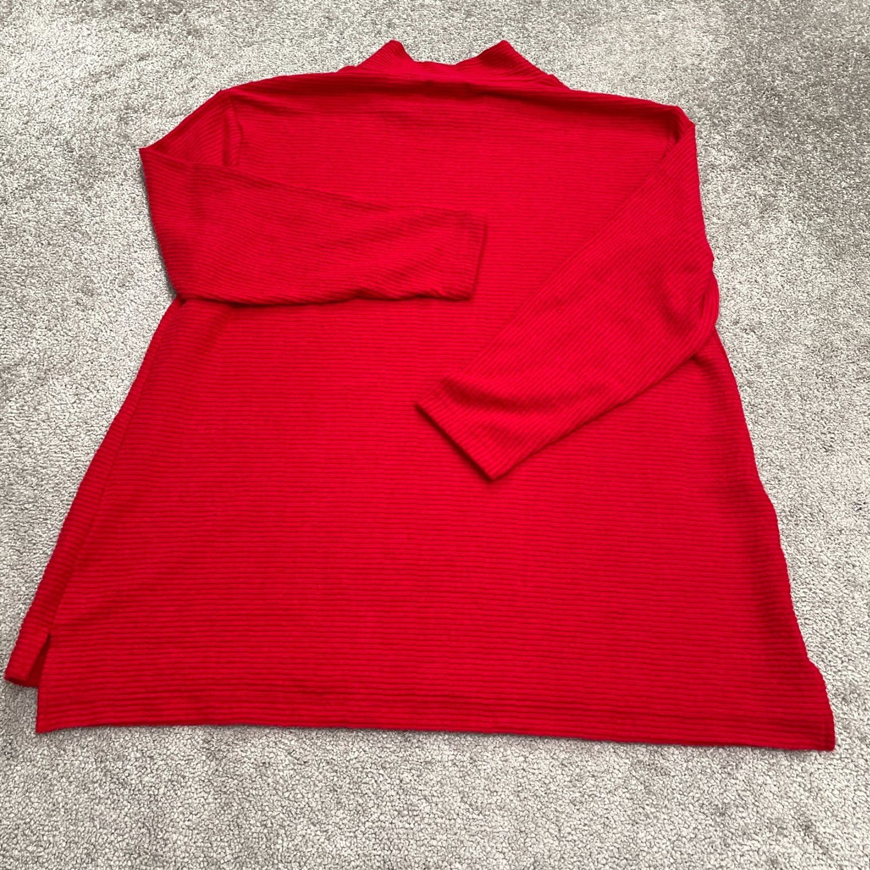 Vintage Lane Bryant Red Mock Neck Knit Pullover Sweater Women 14/16 Tunic Ribbed Casual Solid Fall Winter Spring Summer Long Sleeve Regular Size 16 Size XXL / US 16-18 / IT 52-54 - 2 Thumbnail