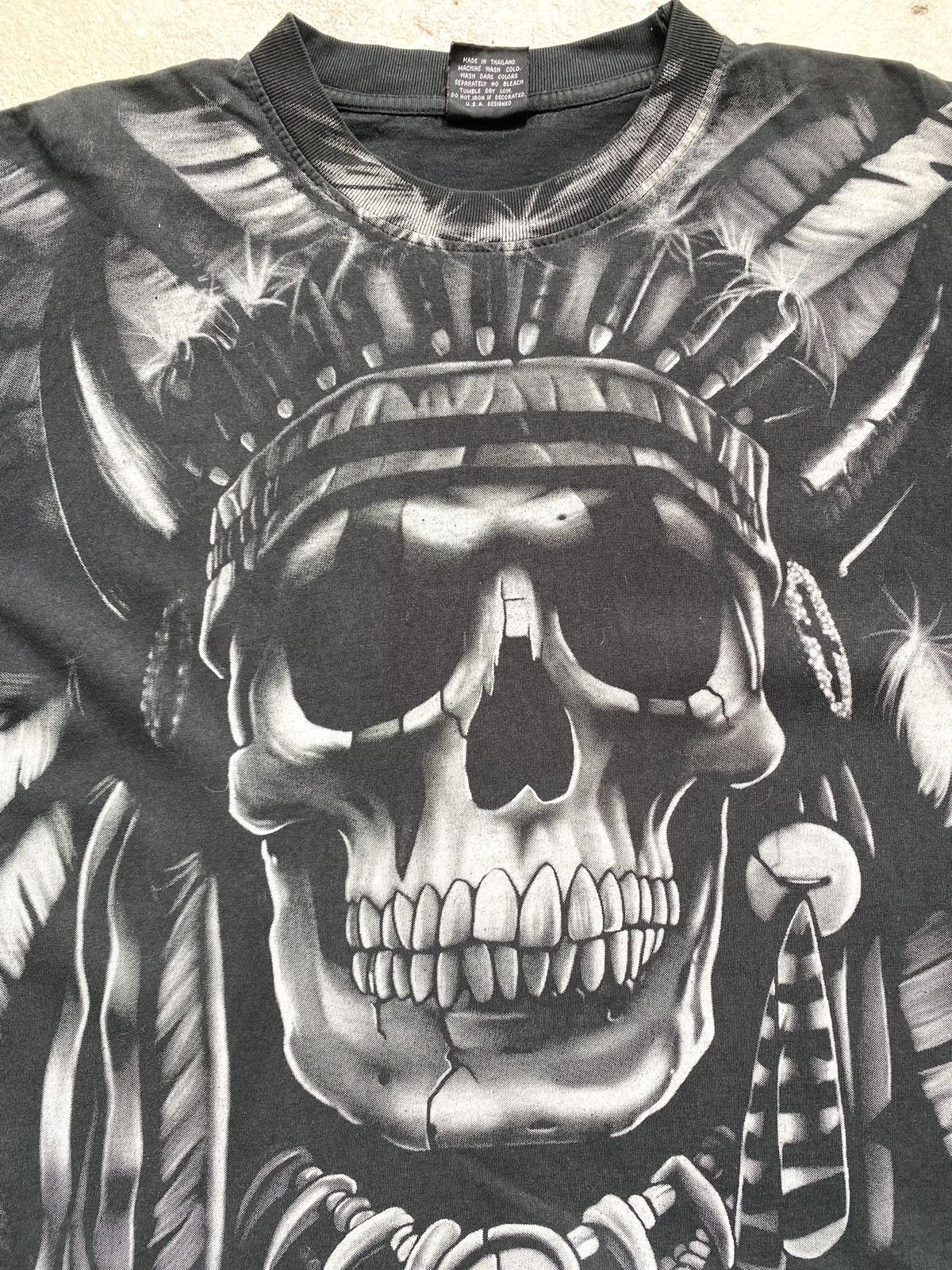 Band Tees × Vintage Rare! 90’s Vintage Indians Skull T Shirt Print All Over Size US L / EU 52-54 / 3 - 5 Thumbnail