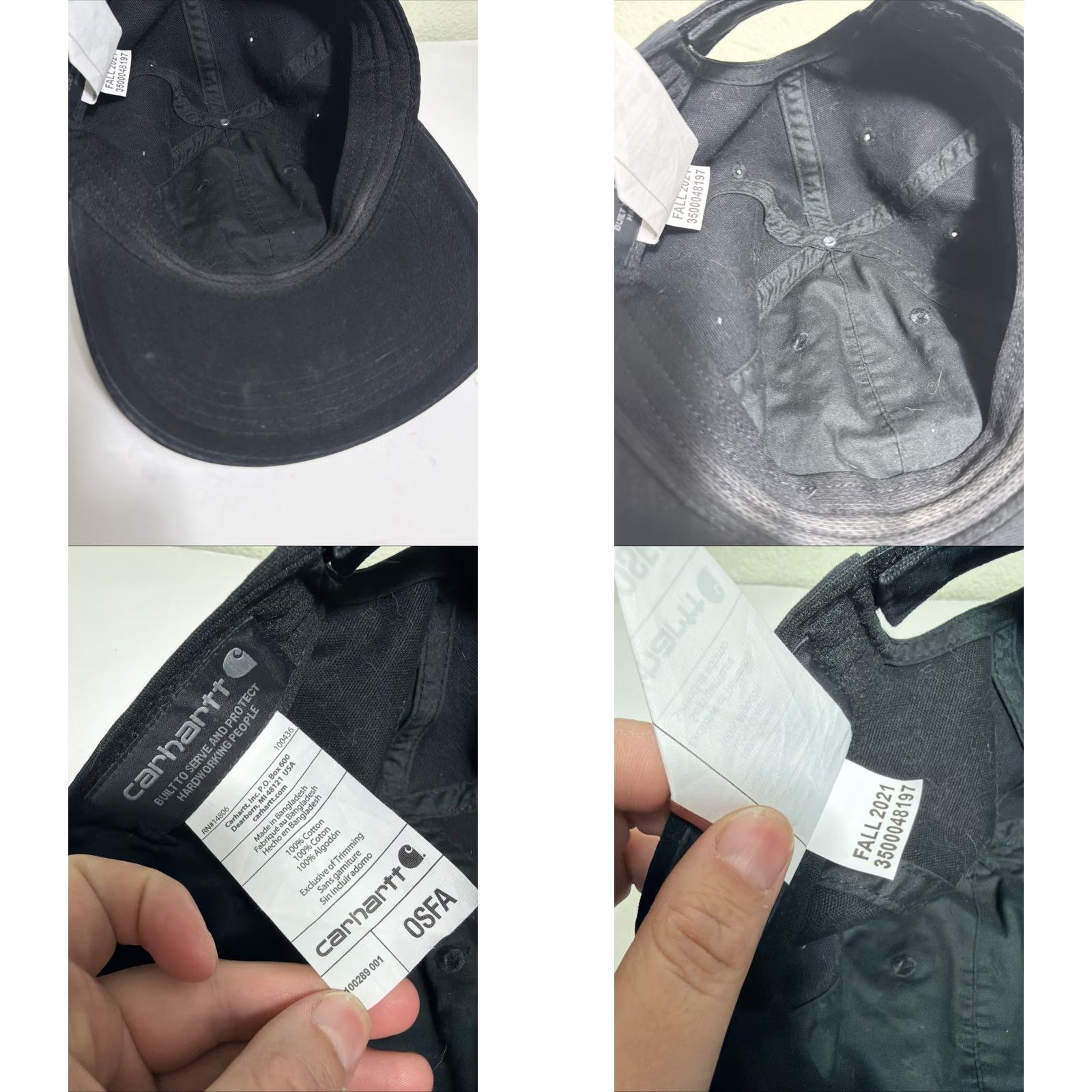 Carhartt Carhartt Hat Strapback Black Leather Patch Adjustable Hook Loop Hat Mens One Size Baseball Cap Size ONE SIZE - 10 Thumbnail