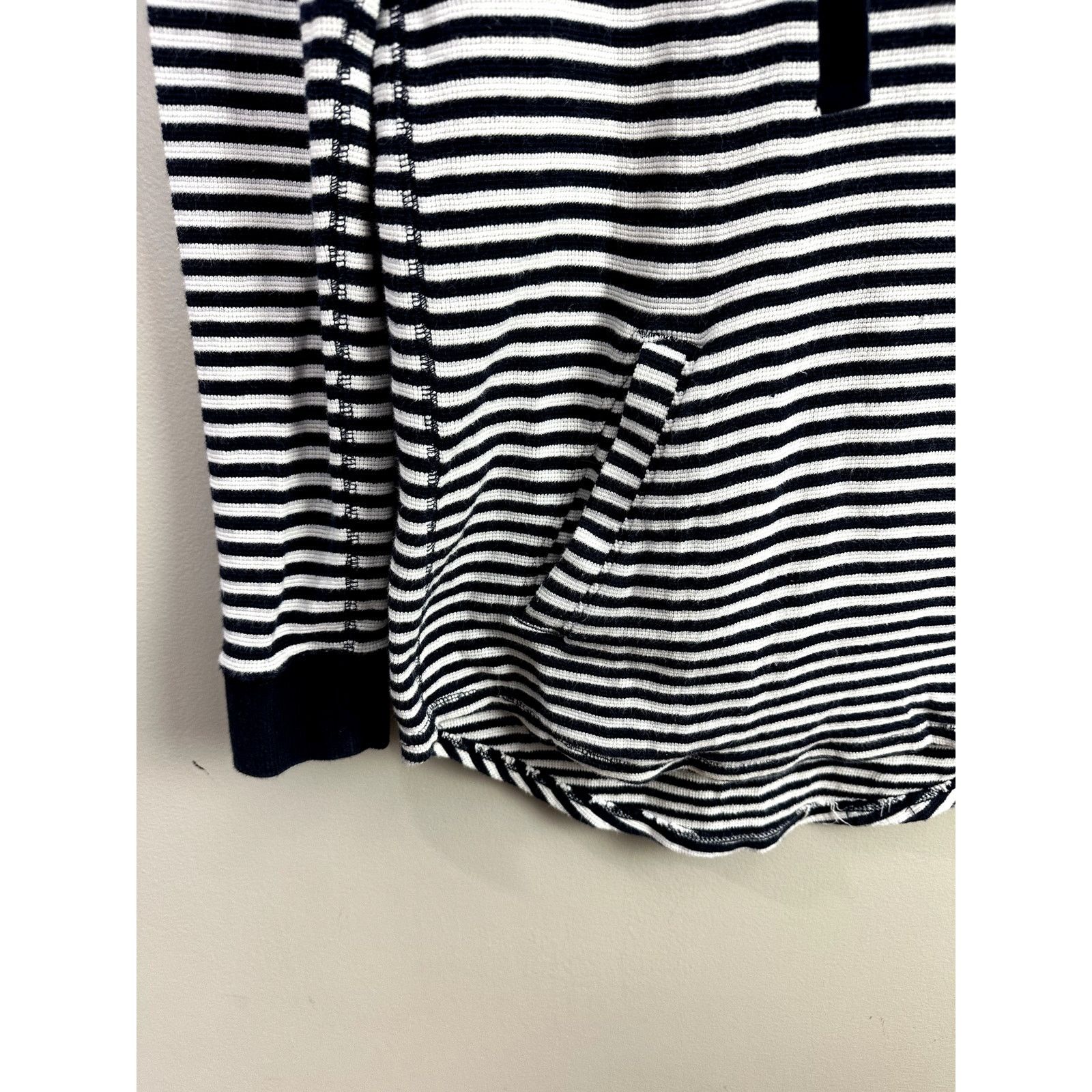 J.Crew J Crew Blue White Stripe Funnel Neck Tunic Waffle Knit XS Size XS / US 0-2 / IT 36-38 - 4 Thumbnail