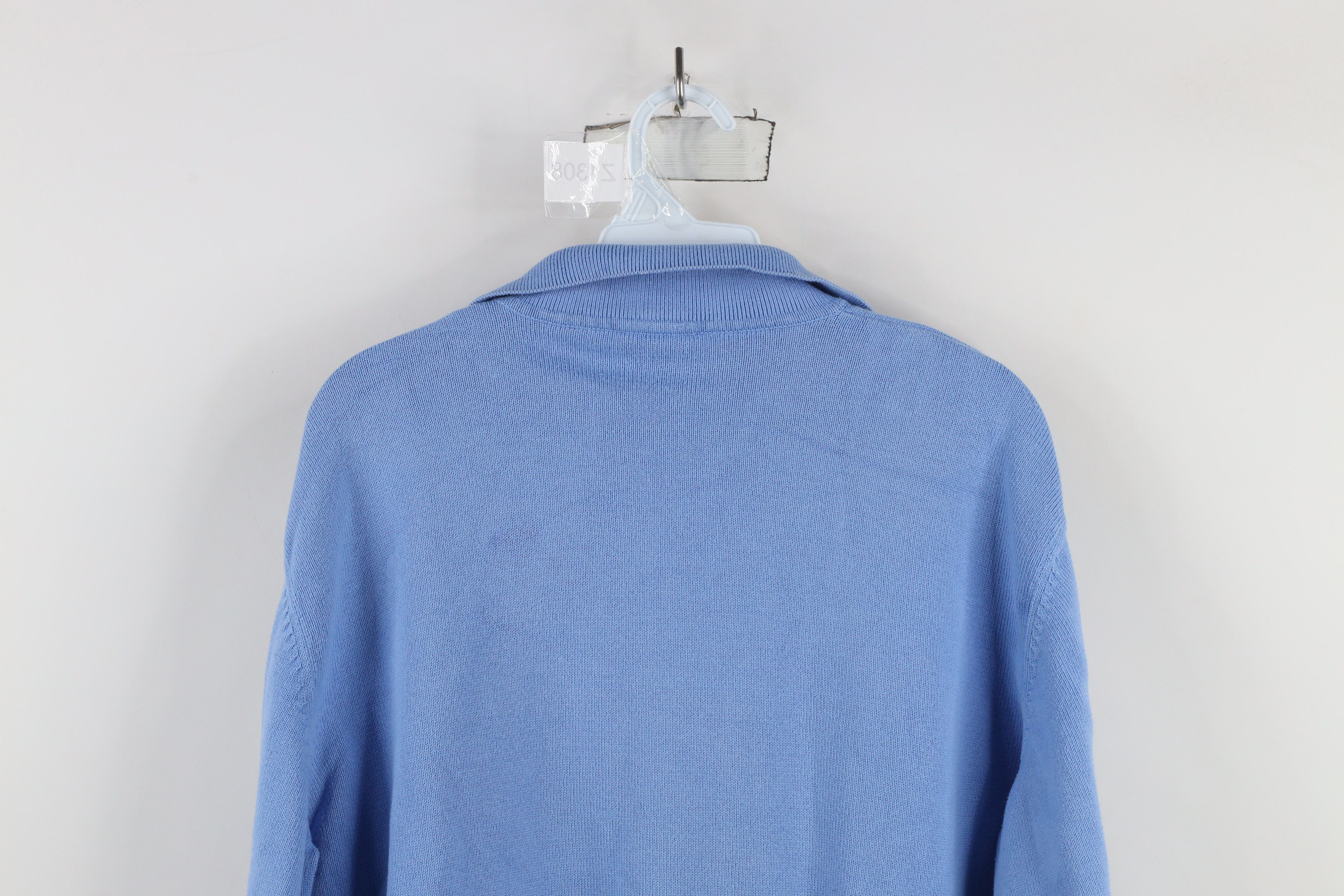 Lacoste × Vintage Vintage 90s Lacoste Croc Logo Knit Collared Sweater Blue Size US L / EU 52-54 / 3 - 12 Thumbnail