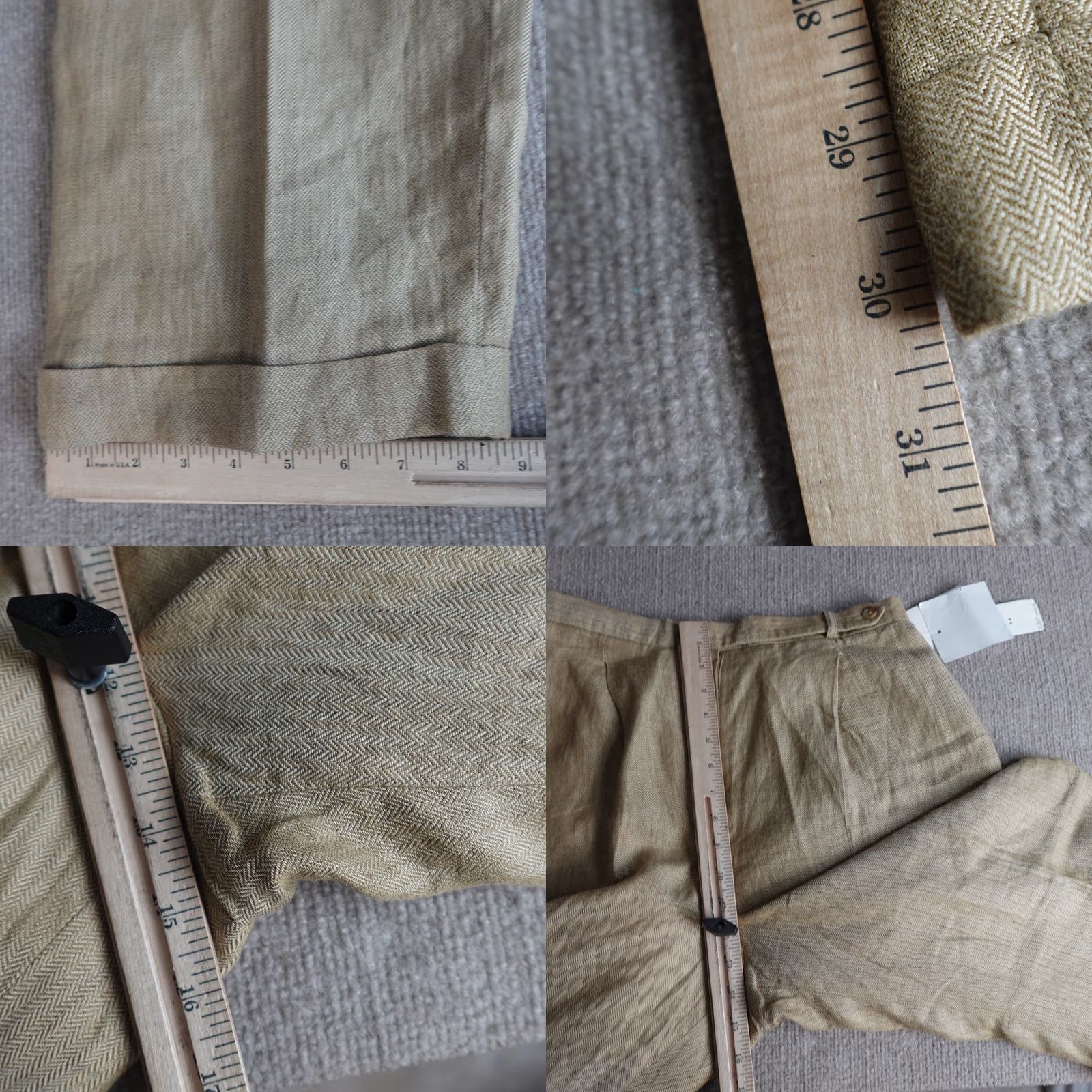 Ralph Lauren VINTAGE Lauren Ralph Lauren Womens Pants 14 Beige Pleated Herringbone High Rise NEW Linen Ramie Rayon Front Flat Inseam 31 Dress Pants Womens Size 36" / US 14 / IT 50 - 8 Thumbnail