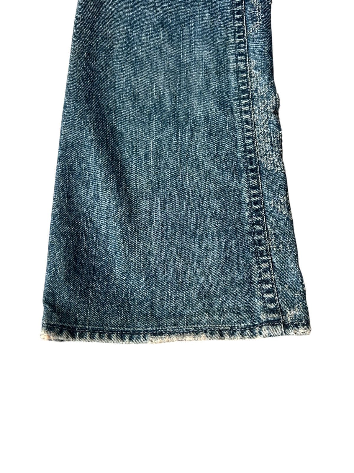 Handmade Mizra Hand Made in Japan Distressed Boro Denim Bootcut Jeans Size US 30 / EU 46 - 17 Thumbnail
