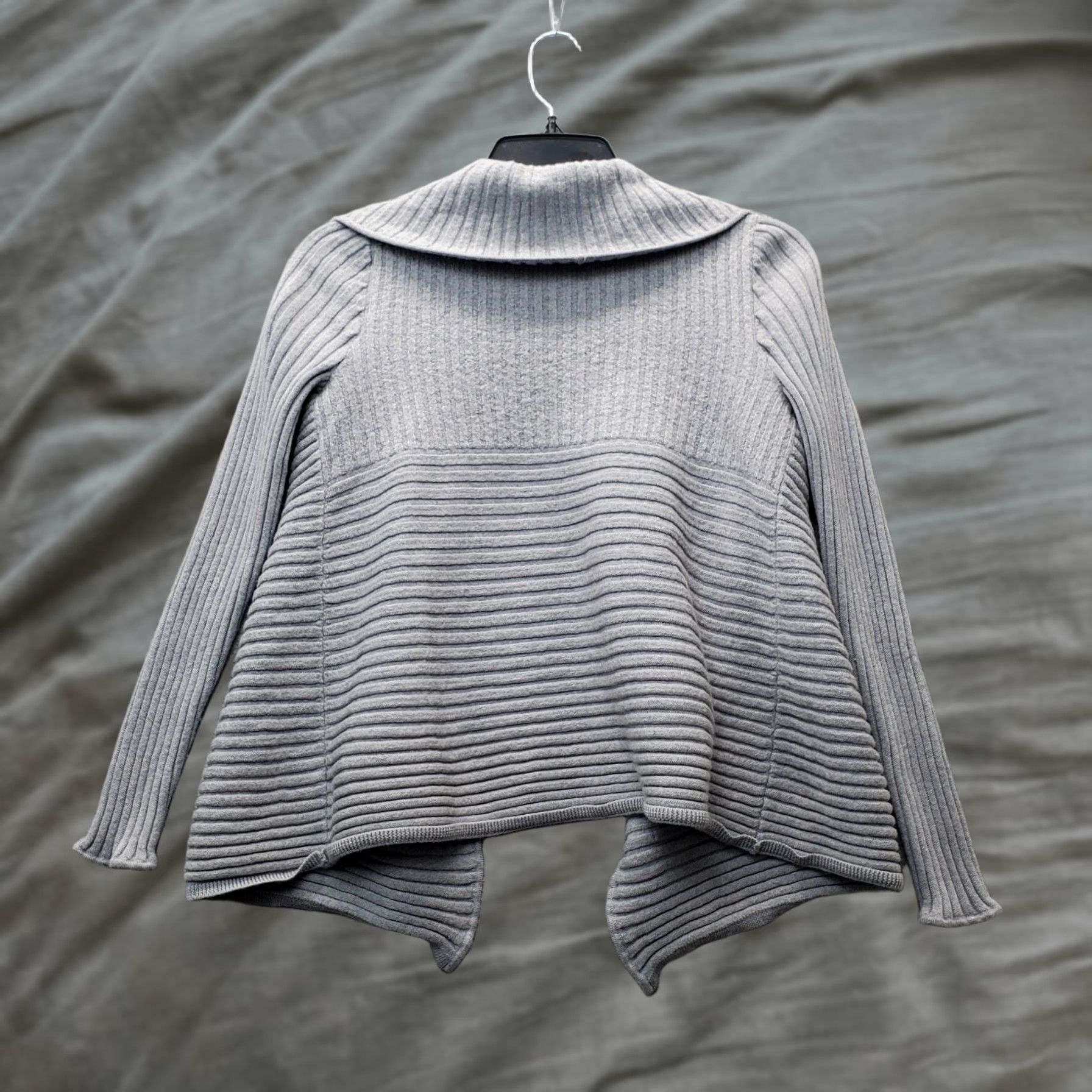 Talbots Talbots Cardigan Womens L Gray Merino Wool Open Front Shawl Collar Knit Sweater Size L / US 10 / IT 46 - 1 Thumbnail