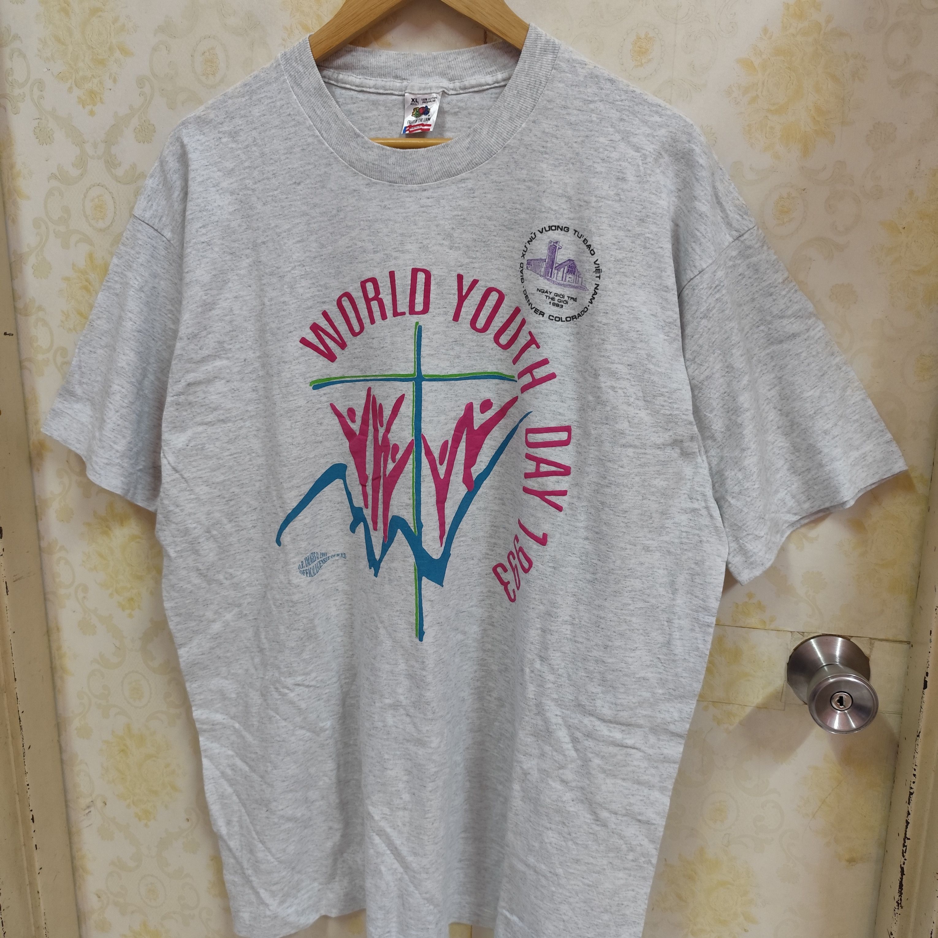 Fruit Of The Loom × Vintage WORLD YOUTH DAY 1993 X ROMAN CATHOLIC CHURCH POPE JOHN II Size US XL / EU 56 / 4 - 3 Thumbnail