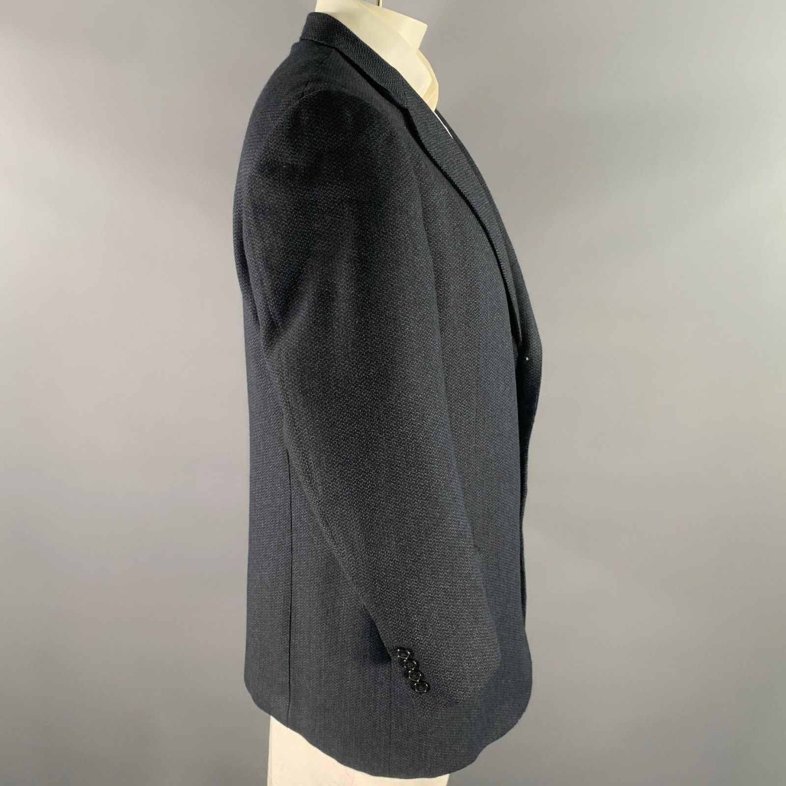Ermenegildo Zegna ERMENEGILDO ZEGNA 46 Navy Black Wool Cashmere Sport Coat Size 46R - 3 Thumbnail
