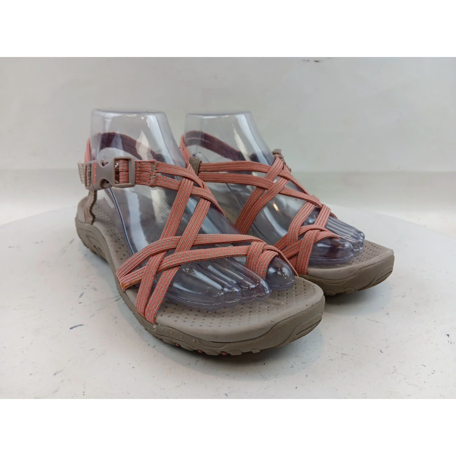 SKECHERS Skechers Reggae Irie Mon Sandals Woman’s Size 7 Taupe Coral Backstrap Geometric Clip Wedge Size US 7 / IT 37 - 2 Thumbnail
