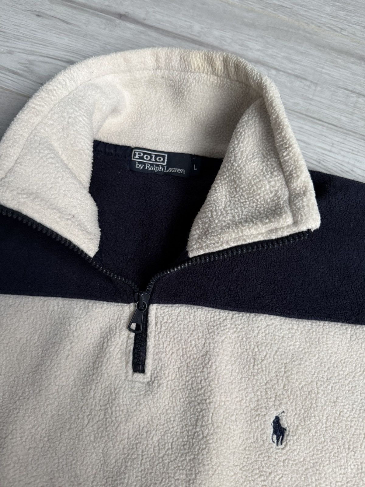 Polo Ralph Lauren × Vintage Vintage Striped rugby cozy Fleece jacket Polo Ralph Lauren Size US L / EU 52-54 / 3 - 4 Thumbnail
