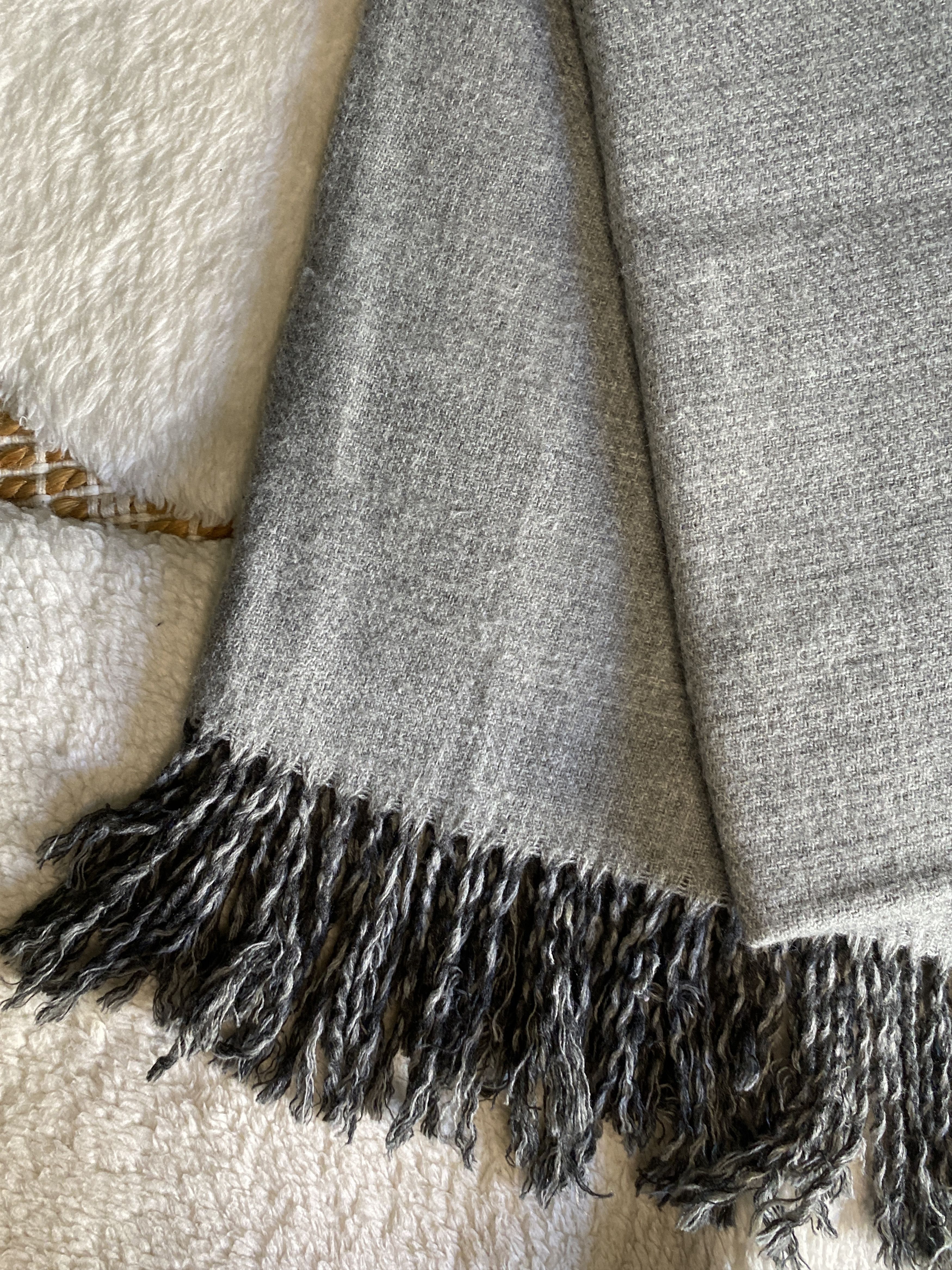 H&M H&M Reversible Black Gray Scarf 71x18 | Tassel Fringe Size ONE SIZE - 8 Thumbnail