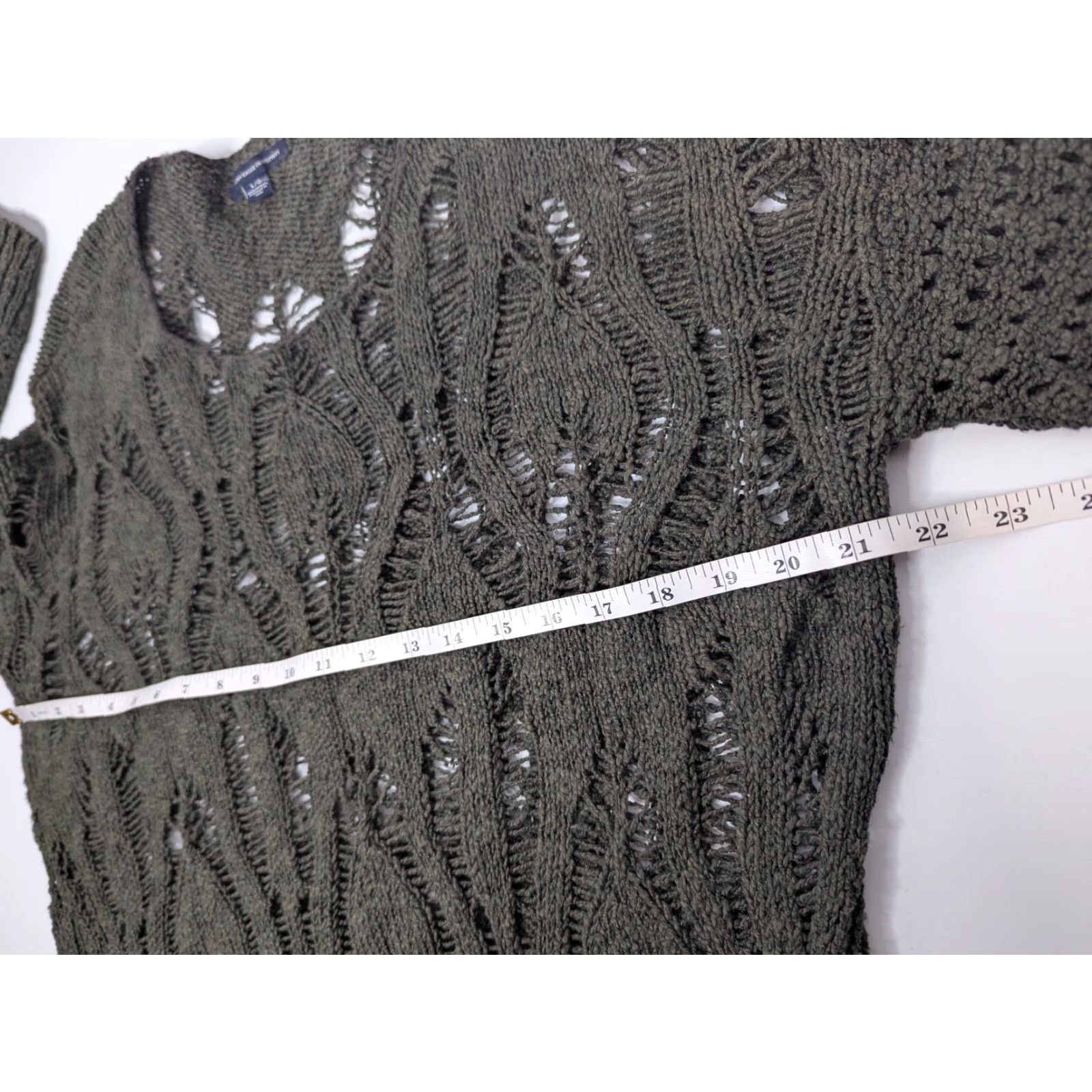 American Eagle Outfitters American Eagle Outfitters Women's Green Open Knit Crochet Coastal Sweater Large Size L / US 10 / IT 46 - 6 Thumbnail