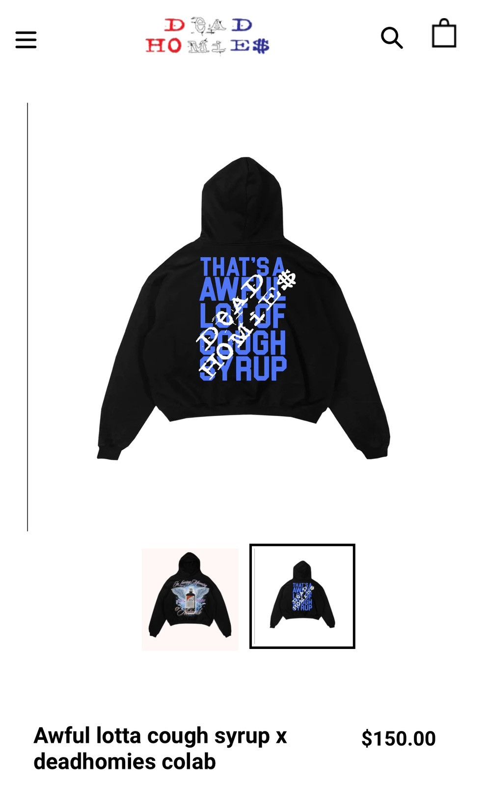 Awful Lot of Cough Syrup Awful lot of cough syrup x Dead homies hoodie