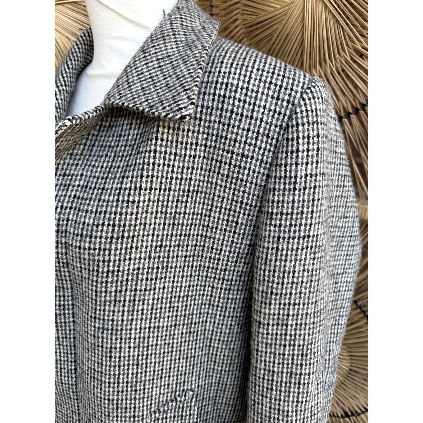 Harris Tweed Sandro Paris Wool Harris Tweed Coat Women Medium Houndstooth Long Jacket Size M / US 6-8 / IT 42-44 - 5 Thumbnail