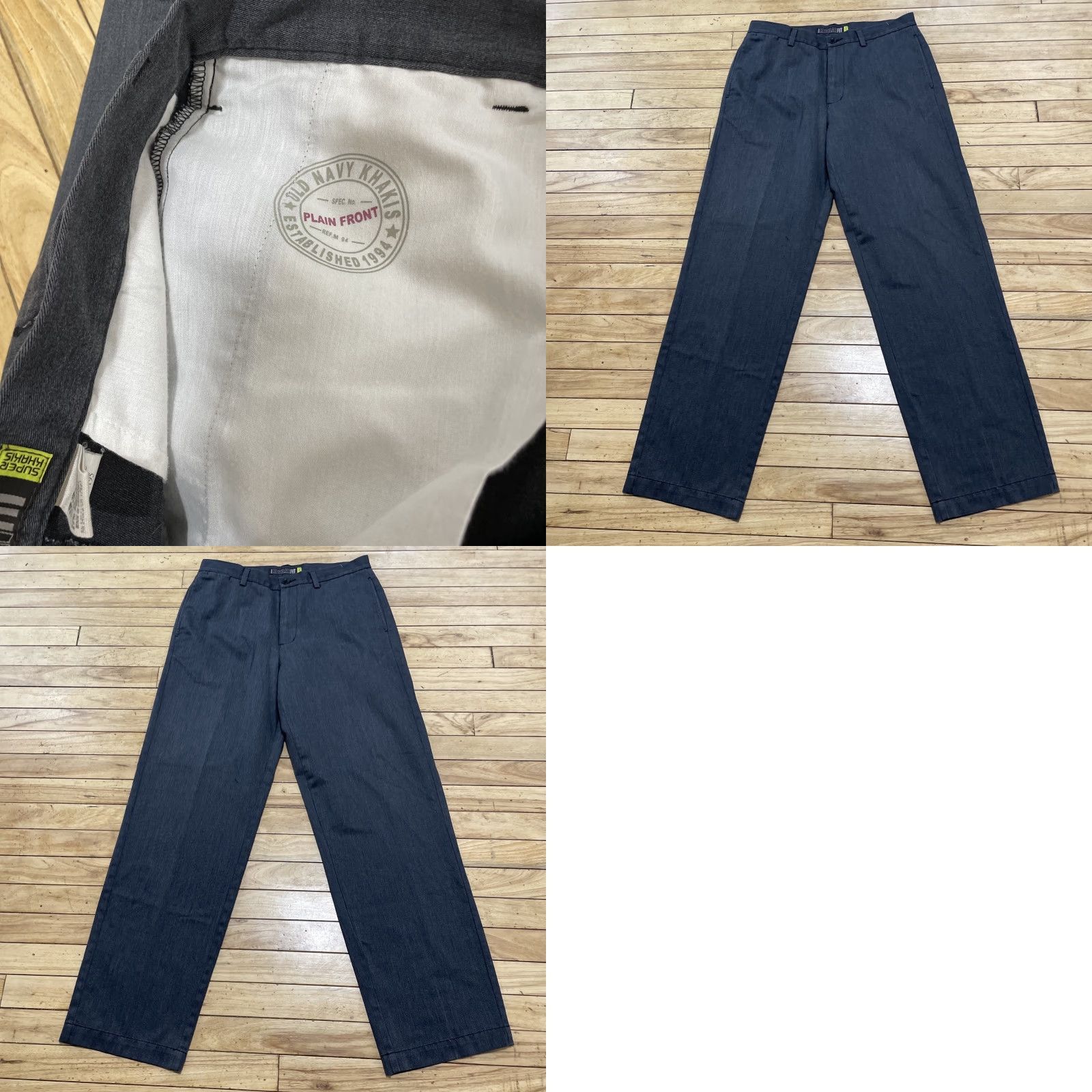 Old Navy VINTAGE NAVY Regular Fit Super Khakis Pants Men 33x34 Gray Slate Flat Front Chinos Work Casual 2006 Mens Size US 33 - 11 Thumbnail