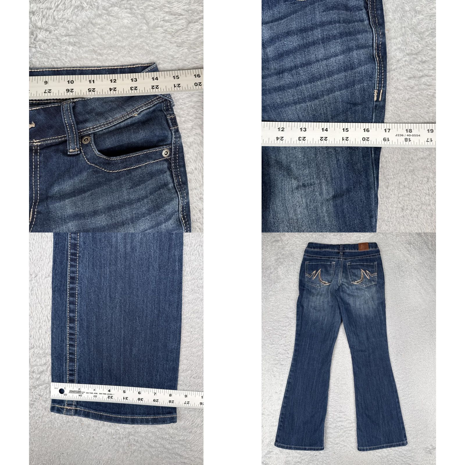Vintage Maurices Jeans Womens Bootcut Denim Medium Blue 2 Short Stretch 5-Pocket M Detail Zipper Embroidered Size 26" / US 2 / IT 38 - 9 Thumbnail
