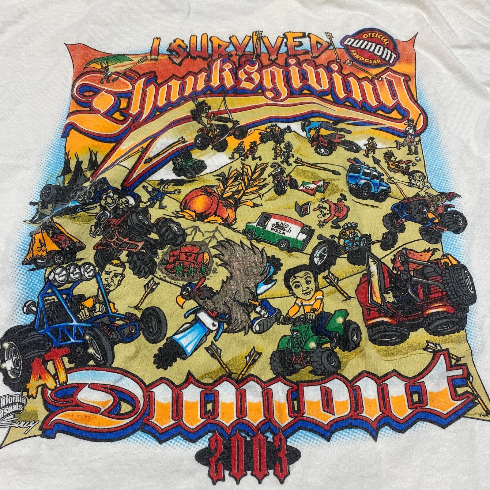 Hanes Vintage Y2K I Survived Dumont Thanksgiving Flame Shirt L Size US L / EU 52-54 / 3 - 4 Thumbnail