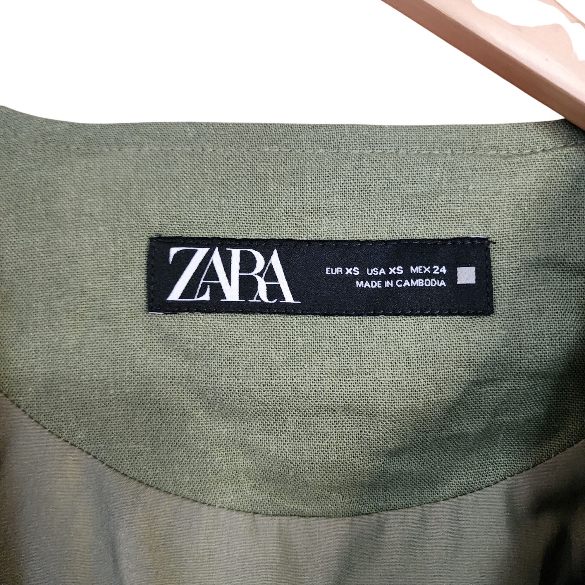 Zara Zara Hunter Green Linen Crop Bomber Jacket womens size XS N Size XS / US 0-2 / IT 36-38 - 3 Thumbnail