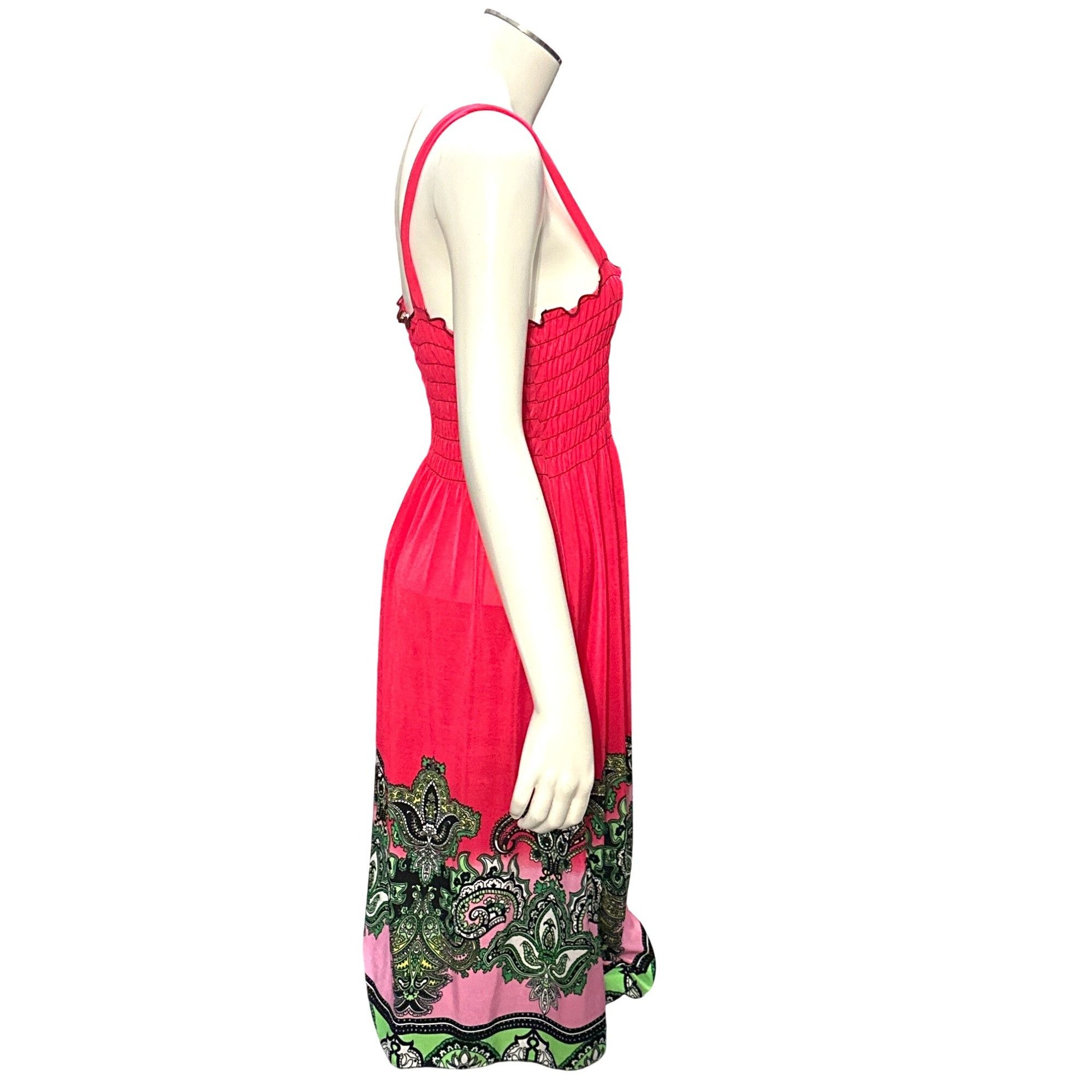 Other Ace Fashion Boho Paisley Bright Pink Print Sundress Sleevele Size XXL / US 16-18 / IT 52-54 - 7 Thumbnail