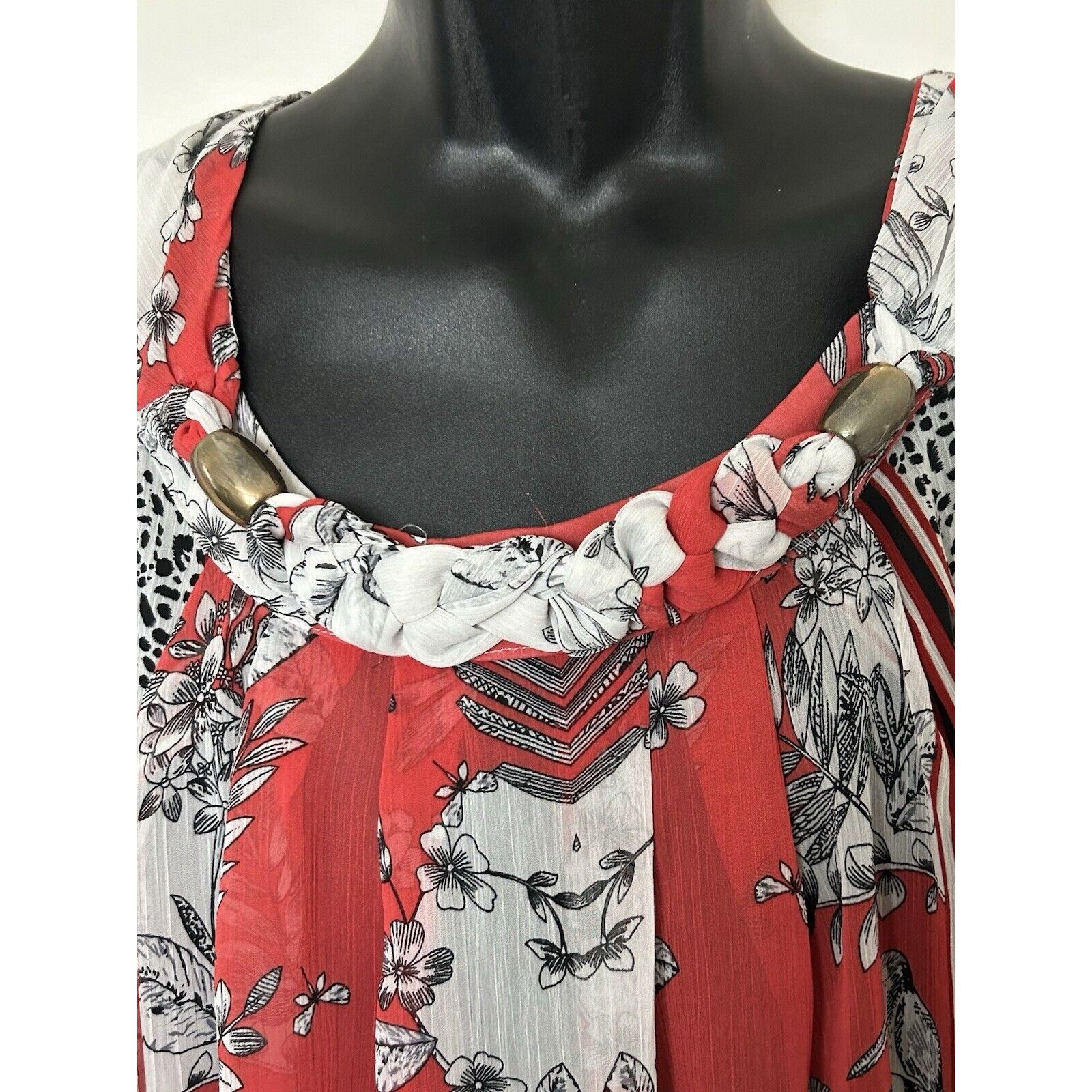 Other Madison Paige Women Gray 3/4 Sleeve Boho Blouse L Size L / US 10 / IT 46 - 10 Thumbnail