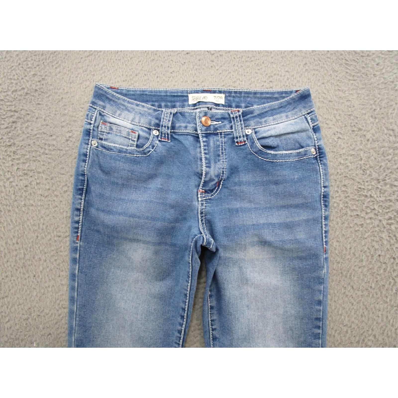 Market Thread Market Women's Blue Stretch Denim Bootcut Jeans Size 7/28 Size 28" / US 6 / IT 42 - 3 Thumbnail