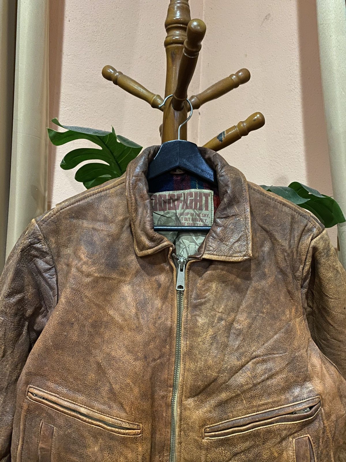 Other DOGFIGHT Distressed Leather Bomber Jacket Old Flight Style Size US L / EU 52-54 / 3 - 6 Thumbnail
