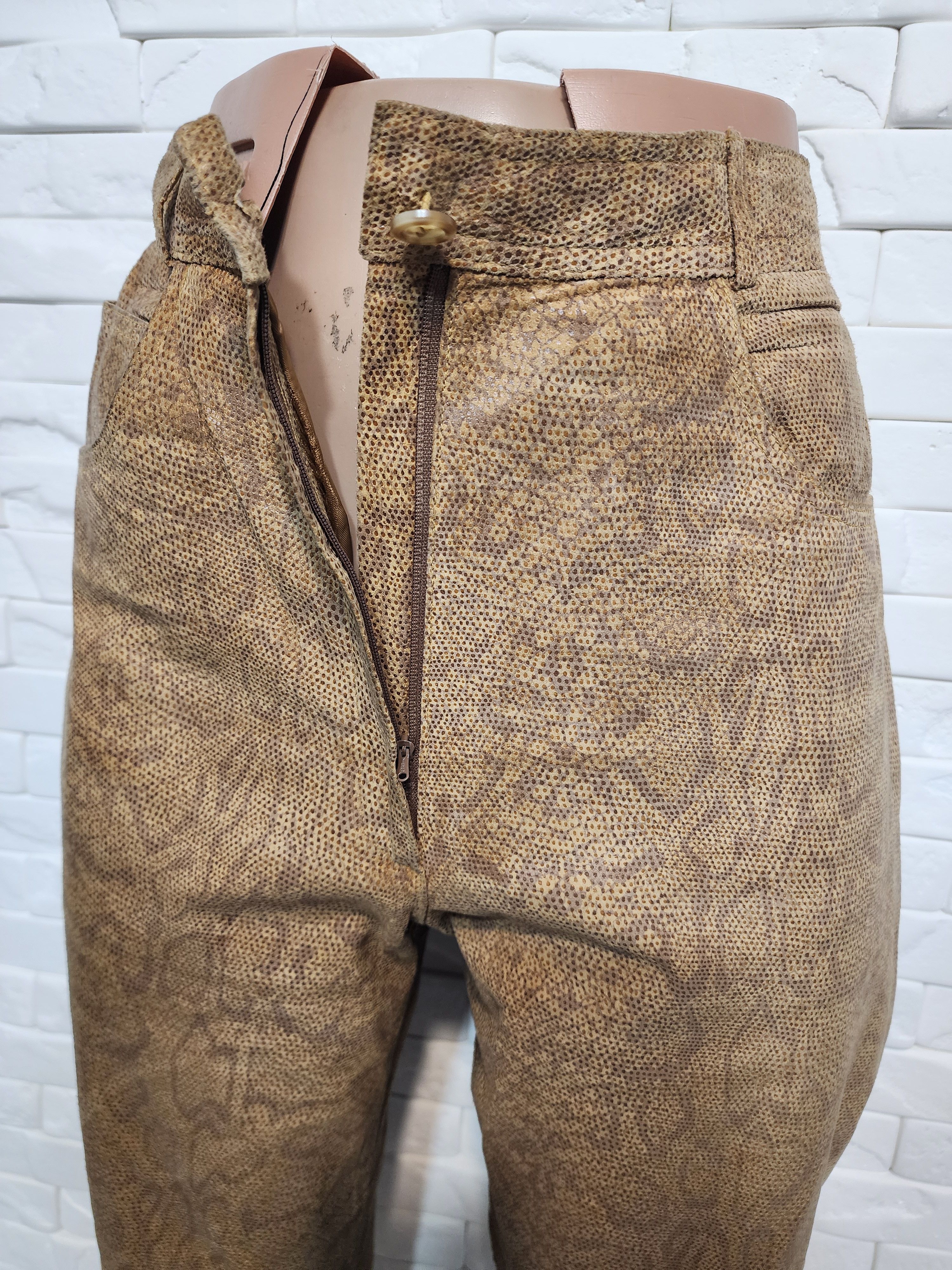 Genuine Leather Brown women's leather pants. Size 30" / US 8 / IT 44 - 4 Thumbnail