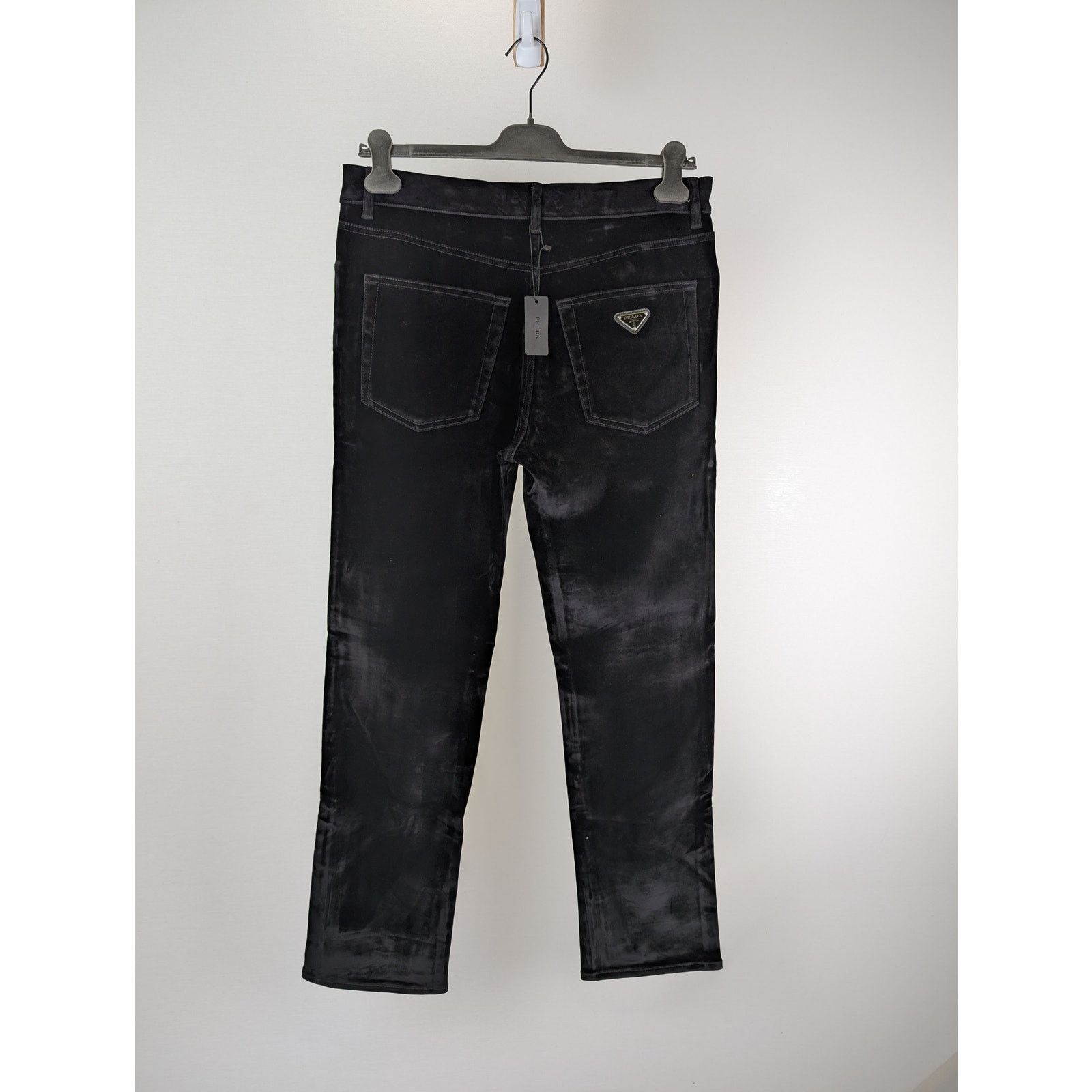 Prada o1rshd1 Velvet Denim Jean Pants in Nero Size US 32 / EU 48 - 14 Thumbnail