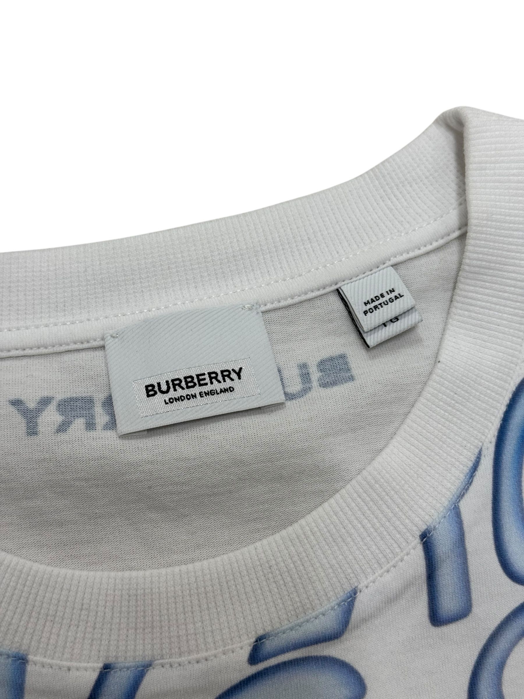 Burberry Burberry White & Blue Graphic Oversized T-Shirt Size US XL / EU 56 / 4 - 4 Thumbnail
