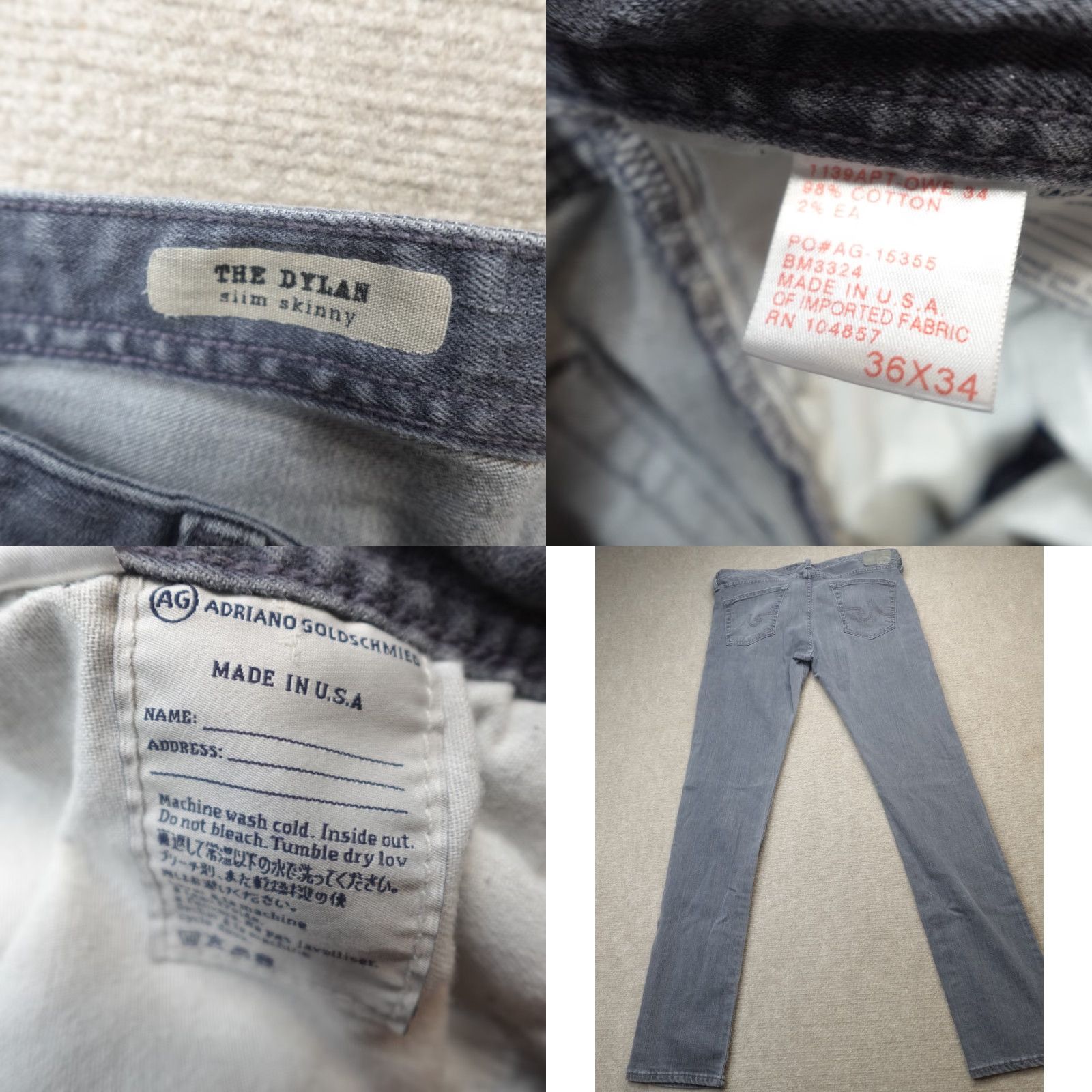 Vintage AG Adriano Goldschmied Jeans 36 Regular Inseam 35 Gray Blue The Dylan Straight Jeans Mens Size US 36 / EU 52 - 8 Thumbnail