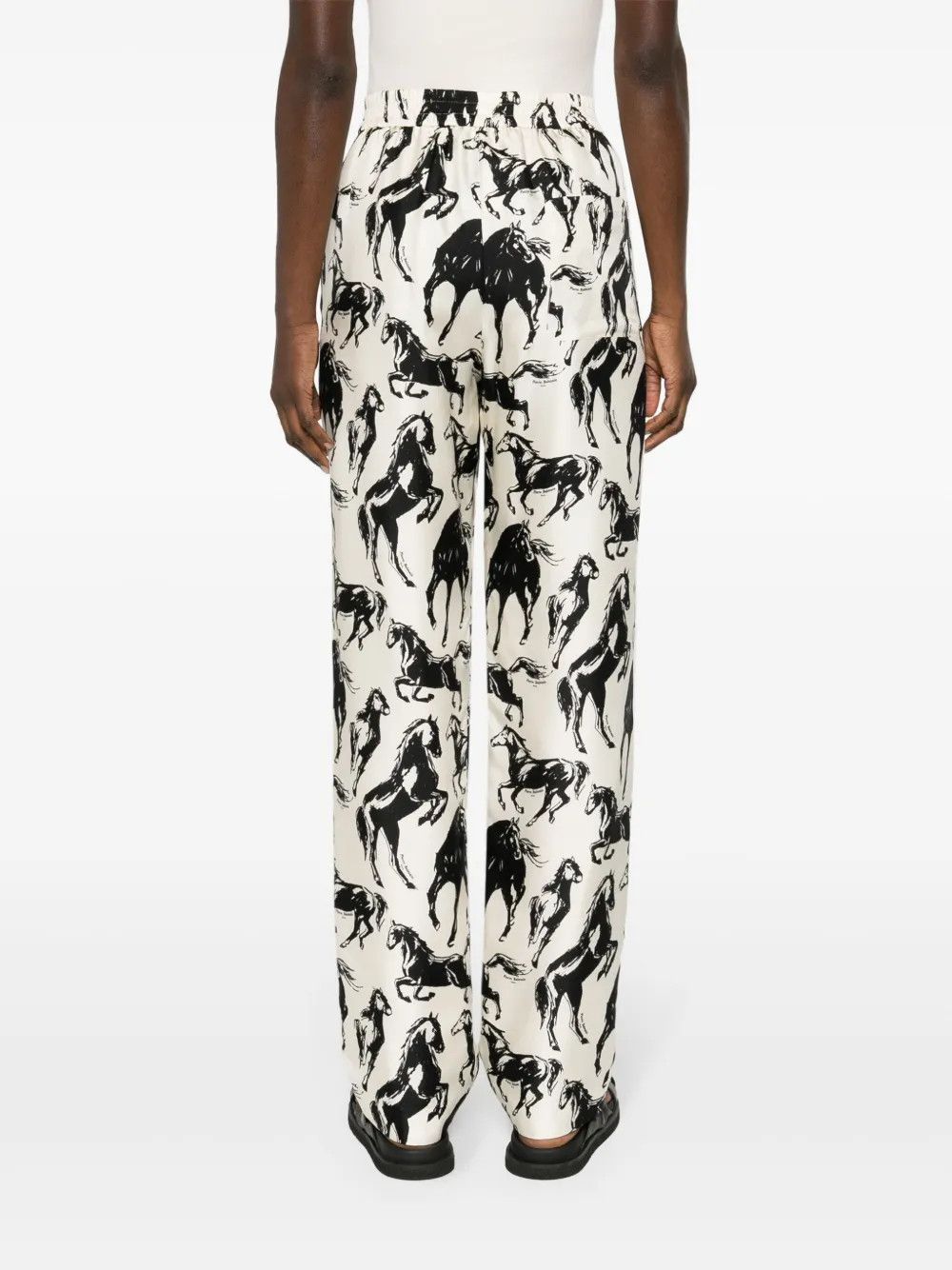 Balmain o1s1wg110825 Horse Print Silk Tapered Trouser in Black/White Size 30" / US 8 / IT 44 - 3 Thumbnail