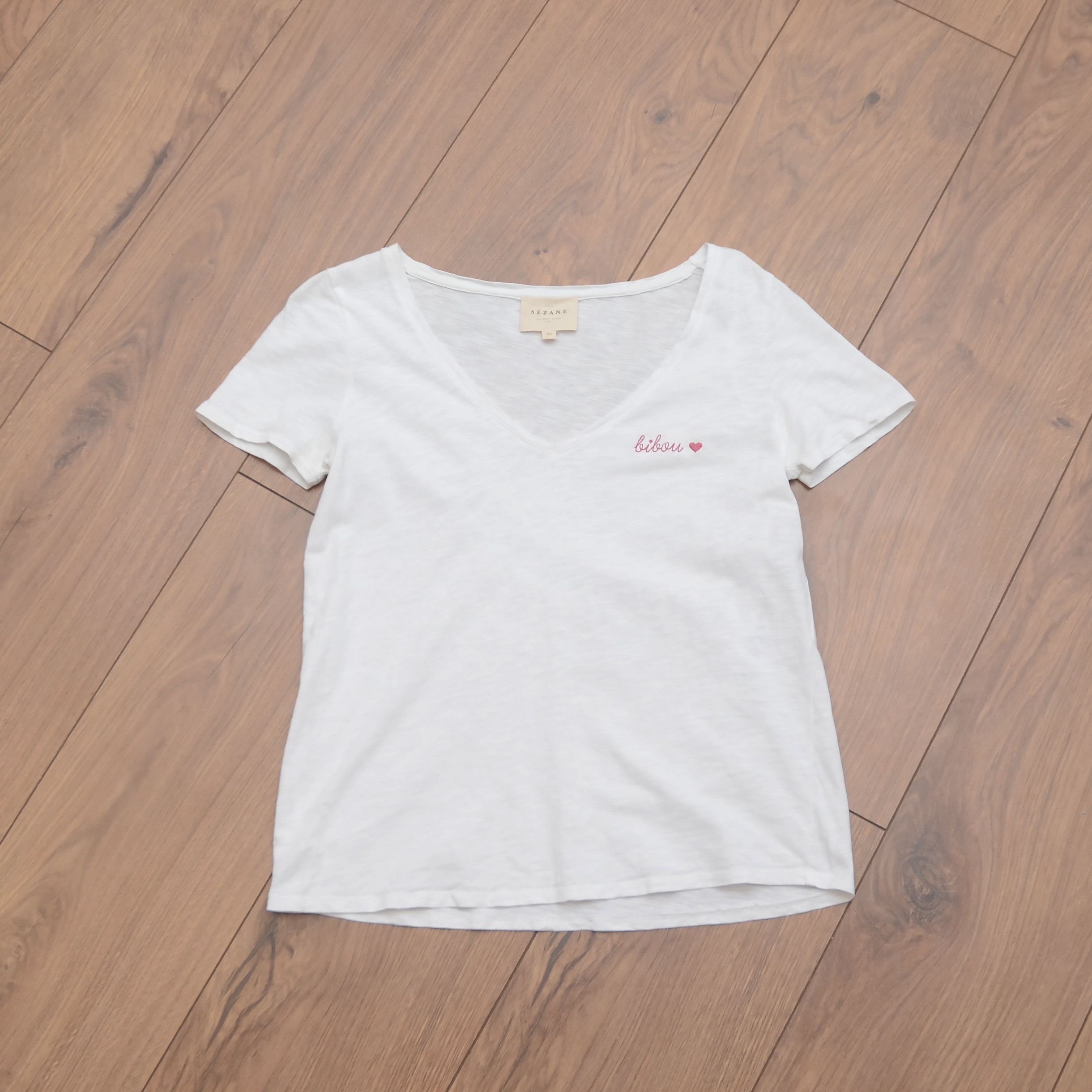 Sezane Sezane T-Shirt Malcolm Cotton Size XS White Bibo Size XS / US 0-2 / IT 36-38 - 5 Thumbnail