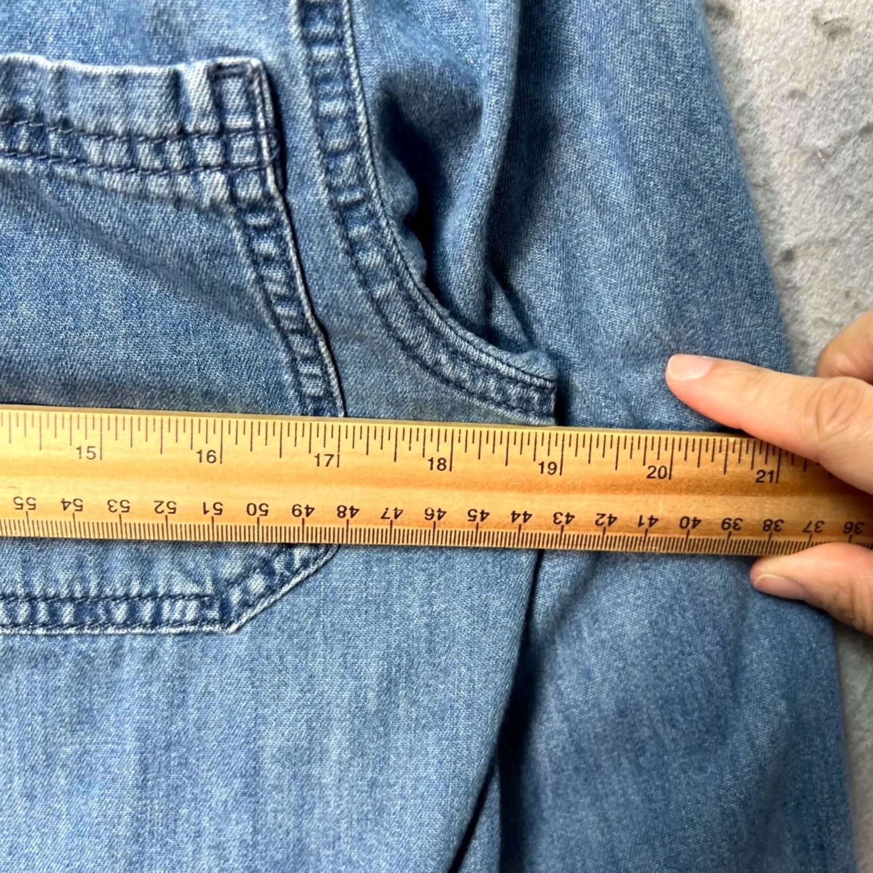 Topman Topman Mens Size Medium Blue Denim Button-Up Shirt Long Sleeve Regular Fit Casual with Pockets Size US M / EU 48-50 / 2 - 5 Thumbnail