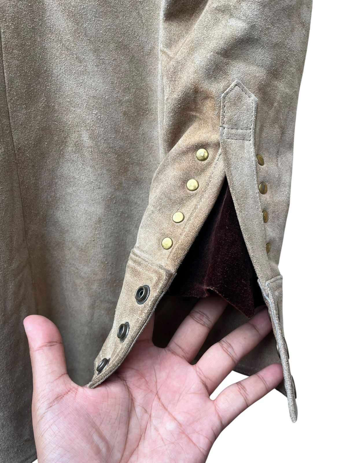 Genuine Leather Light brown suede Horn works leather shirt Size US M / EU 48-50 / 2 - 15 Thumbnail