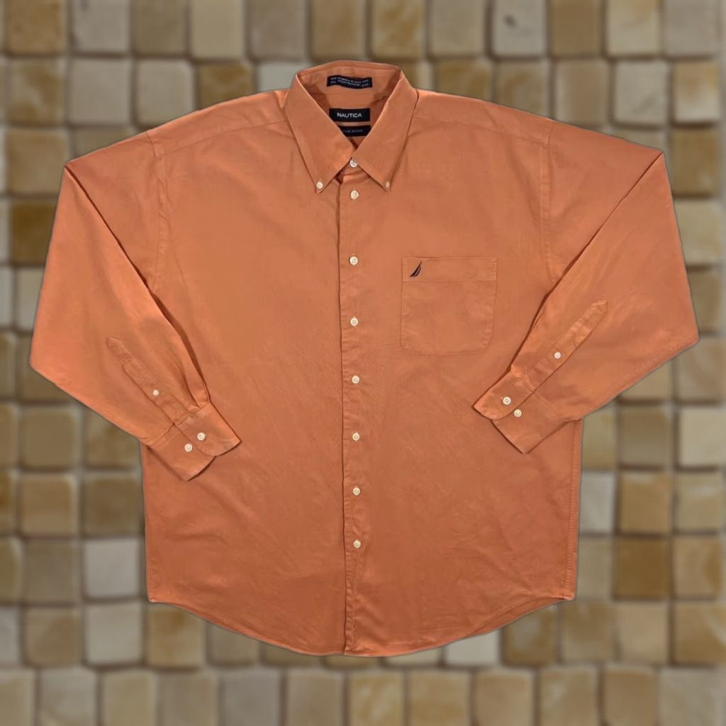 Nautica Nautica Vintage Oxford Orange Long Sleeve Button-Up Shirt XXL Men's Cotton Casual Shirt Size US XXL / EU 58 / 5 - 1 Thumbnail