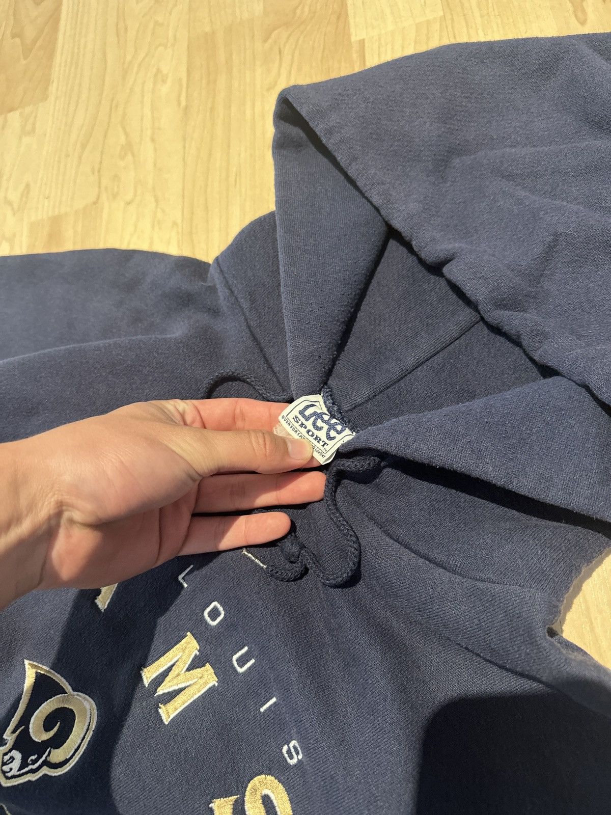CSA × Lee × Vintage 90s Sunfaded Navy Lee Sport St. Louis Rams Football Hoodie Size US XL / EU 56 / 4 - 3 Thumbnail