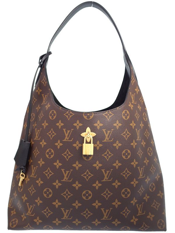 image of Louis Vuitton Monogram Flower Hobo Shoulder Bag Noir Black in Brown, Women's