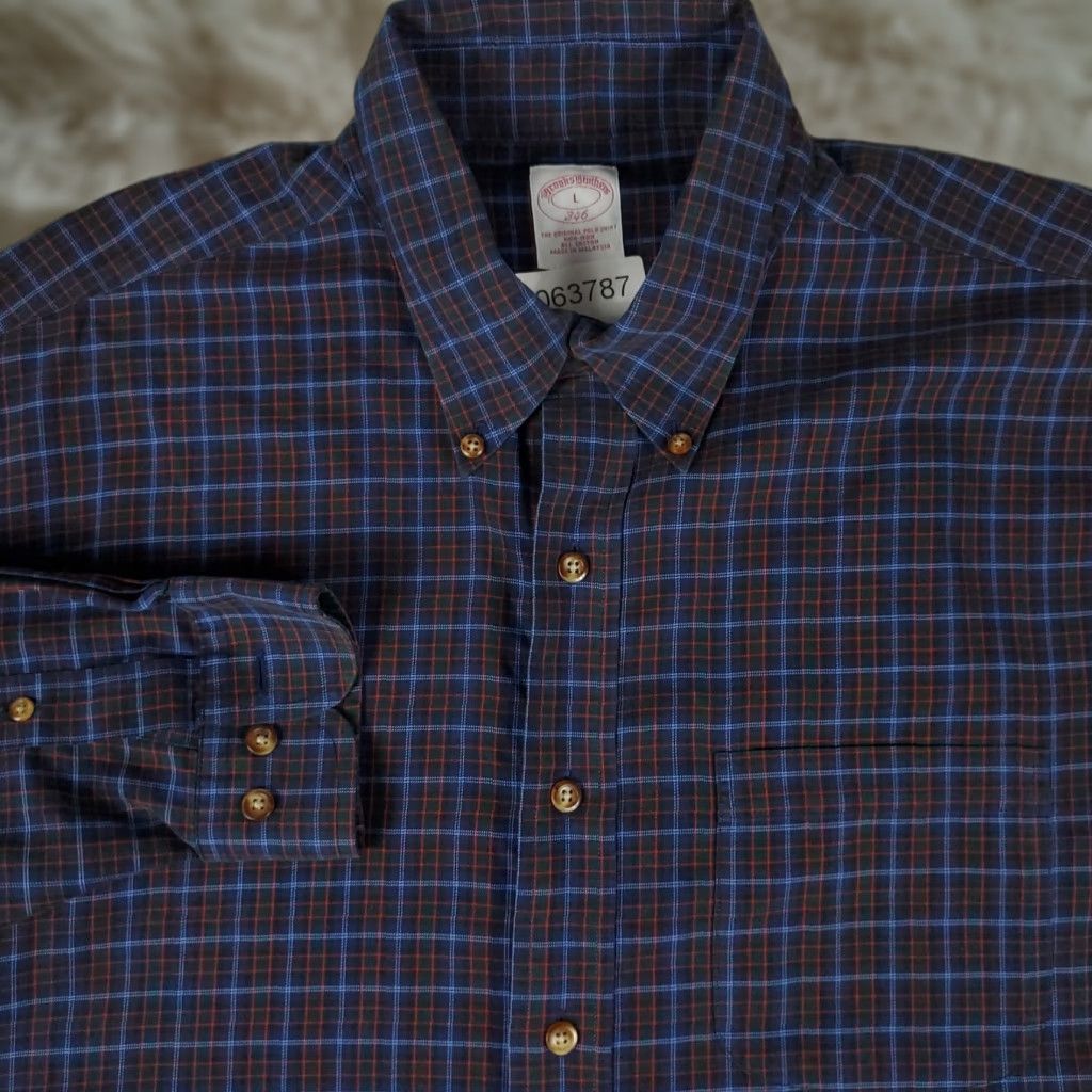 Brooks Brothers VINTAGE Brooks Brothers Shirt Mens Large Blue Red Plaid Button Up Long Sleeve Size US L / EU 52-54 / 3 - 1 Thumbnail