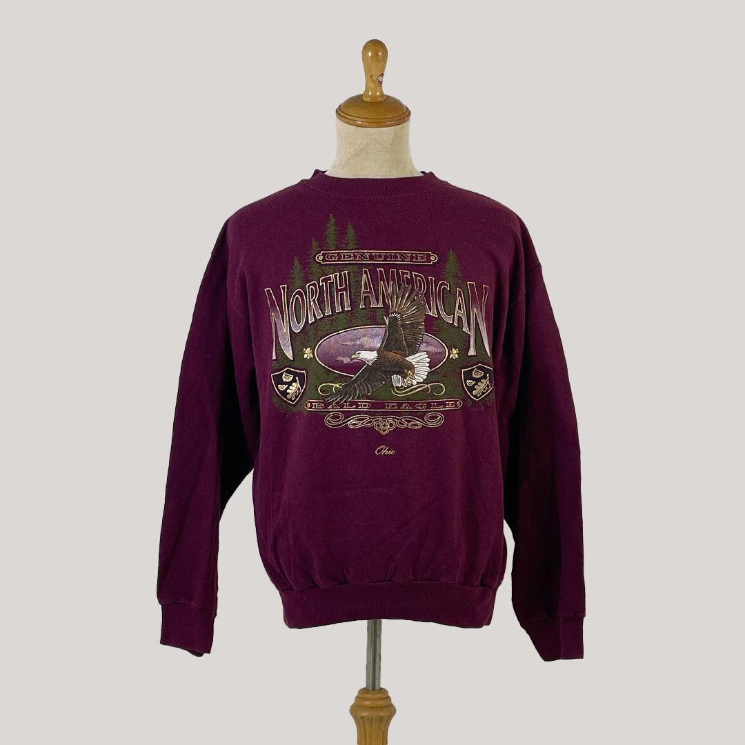 Tultex × Vintage Vintage 90s North American Bald Eagle Sweatshirt Size US L / EU 52-54 / 3 - 1 Thumbnail