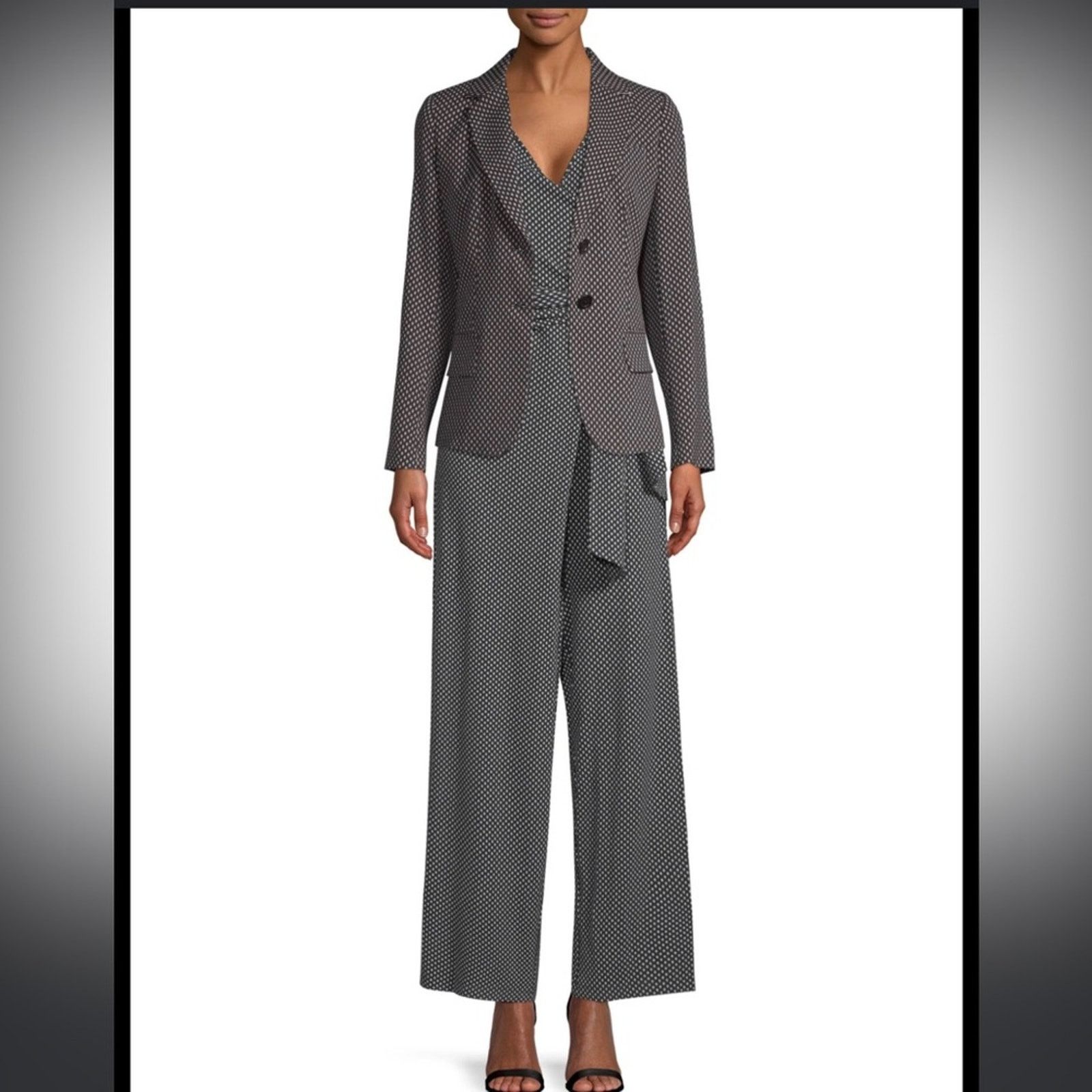 Max Mara MaxMara Bebbio Two-Button Diamond Print Blazer Jacket 14 Size L / US 10 / IT 46 - 3 Thumbnail