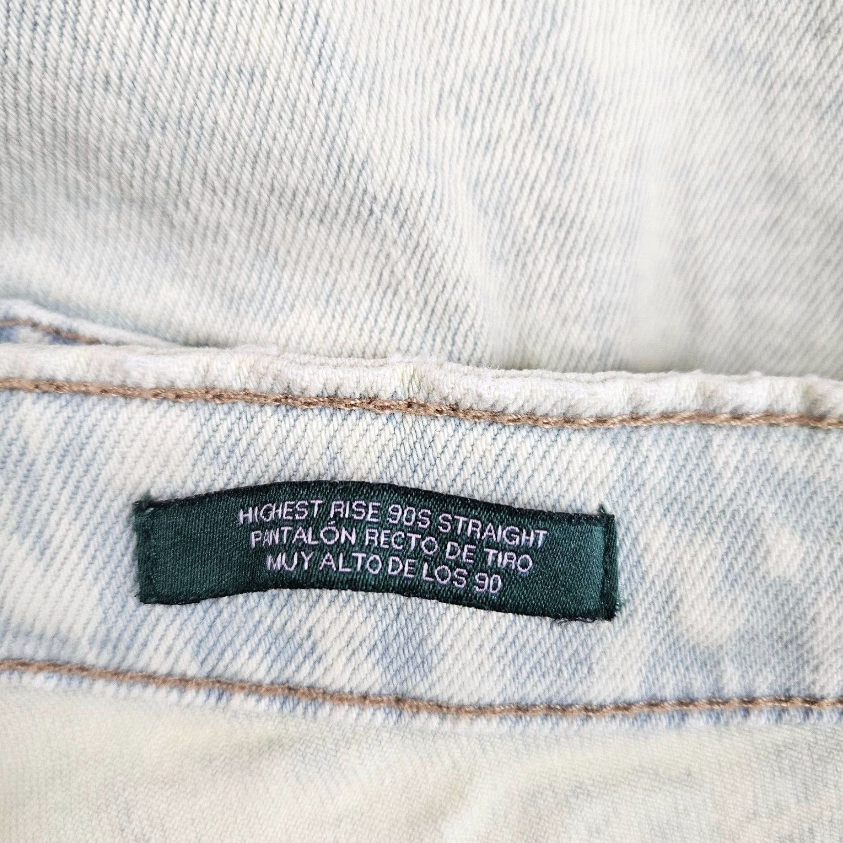 Vintage Wild Fable Womens Highest Rise 90s Straight Jeans Sz 12 Acid Over-Dye Lime Green Size 34" / US 12 / IT 48 - 7 Thumbnail