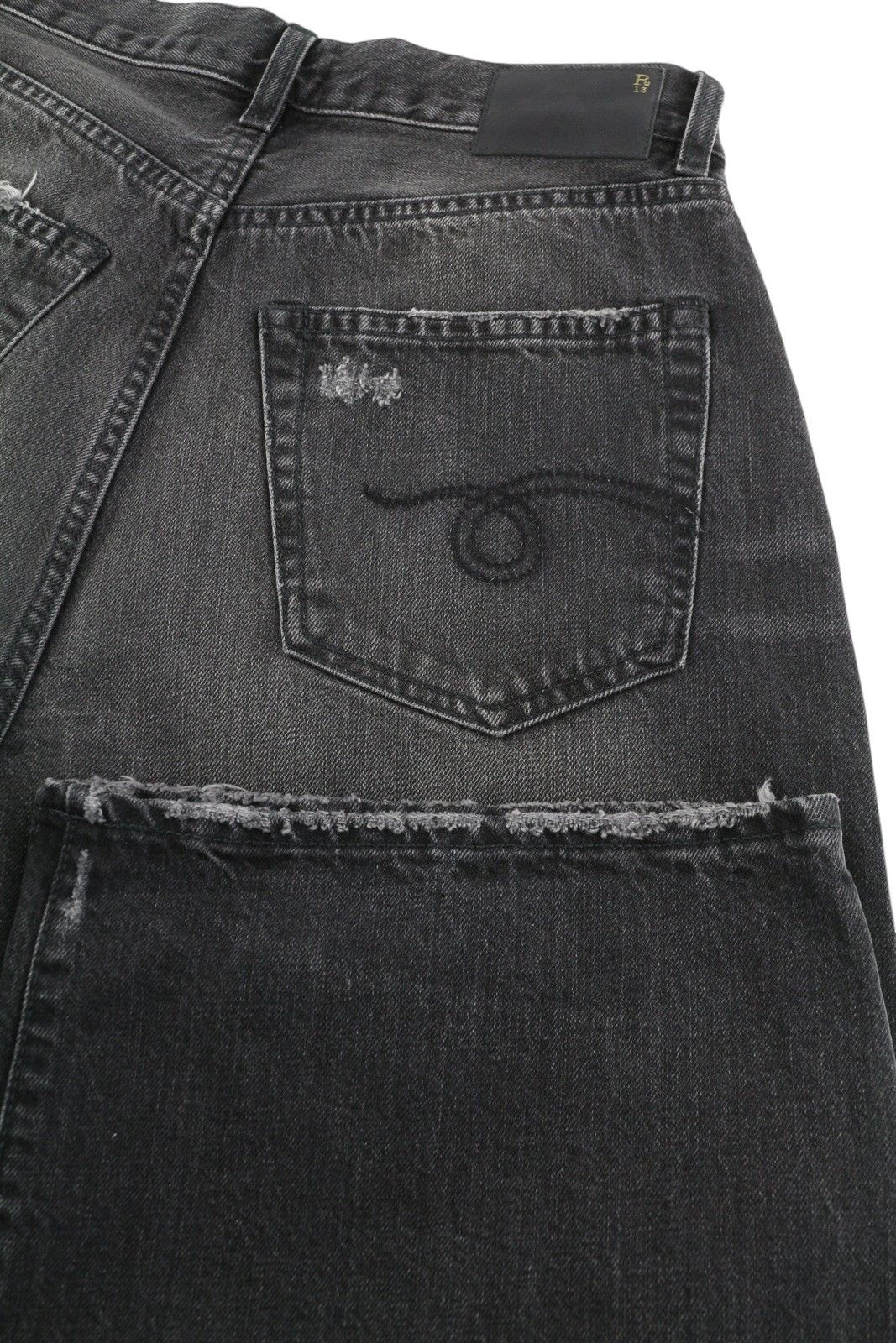 R13 CROP WIDE LEG 25 Wilson Black Distress Ankle Jeans 84410 Size 25" / US 0 / IT 36 - 6 Thumbnail