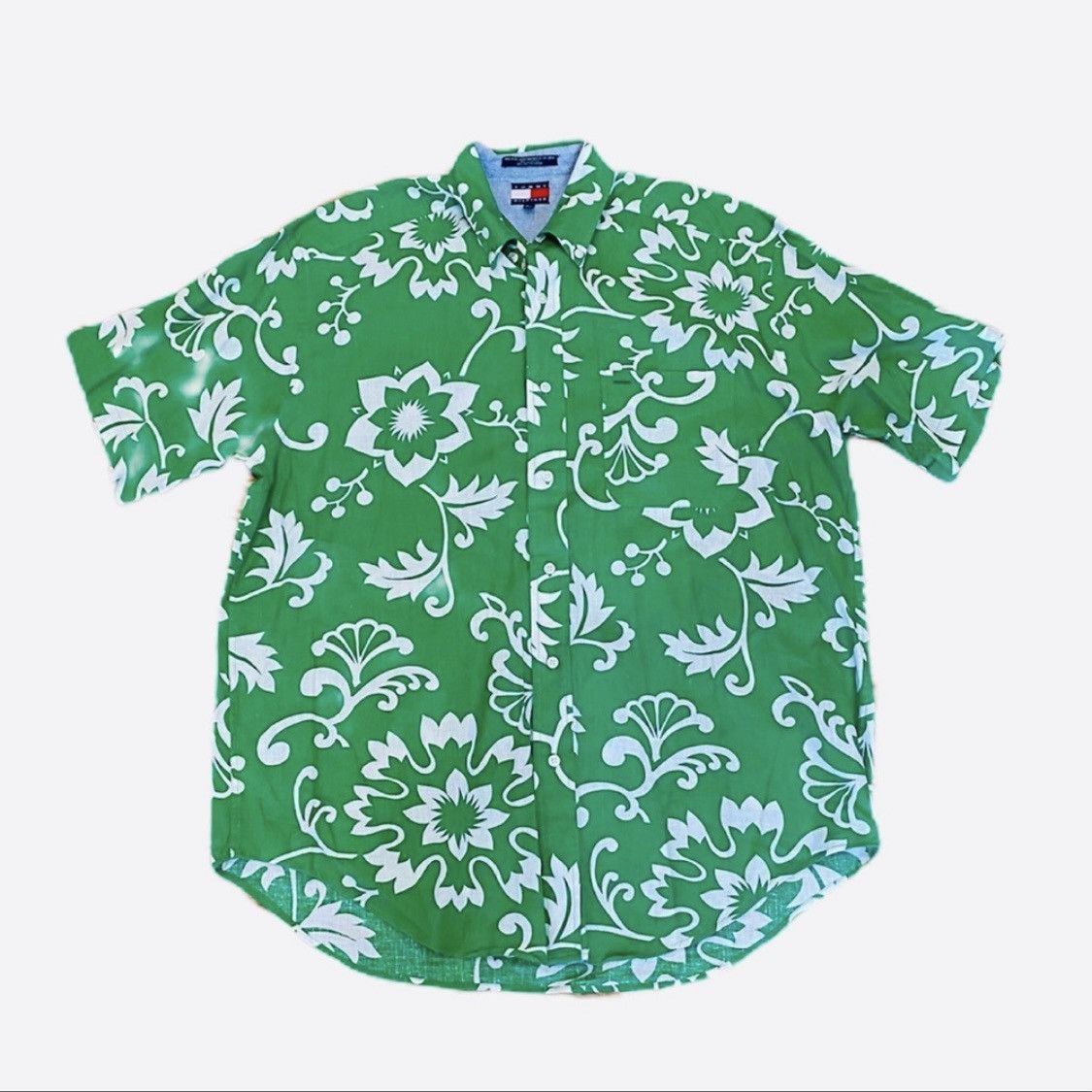 Tommy Hilfiger Tommy Hilfiger Green Hawaiian Linen Shirt M Size US M / EU 48-50 / 2 - 6 Thumbnail