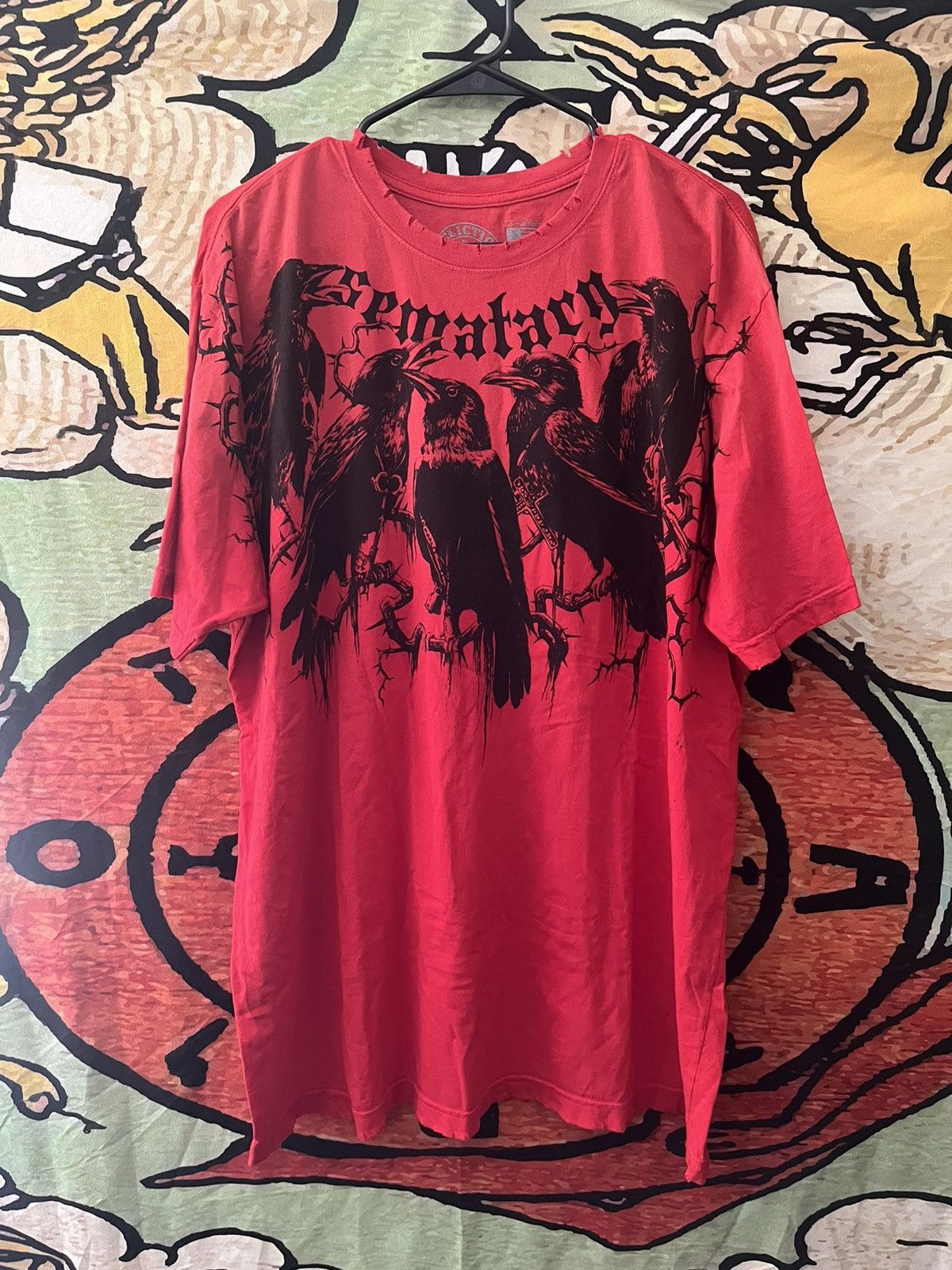 image of Sematary Affliction Crows 3Xl Red Tee, Men's (Size 2XL)