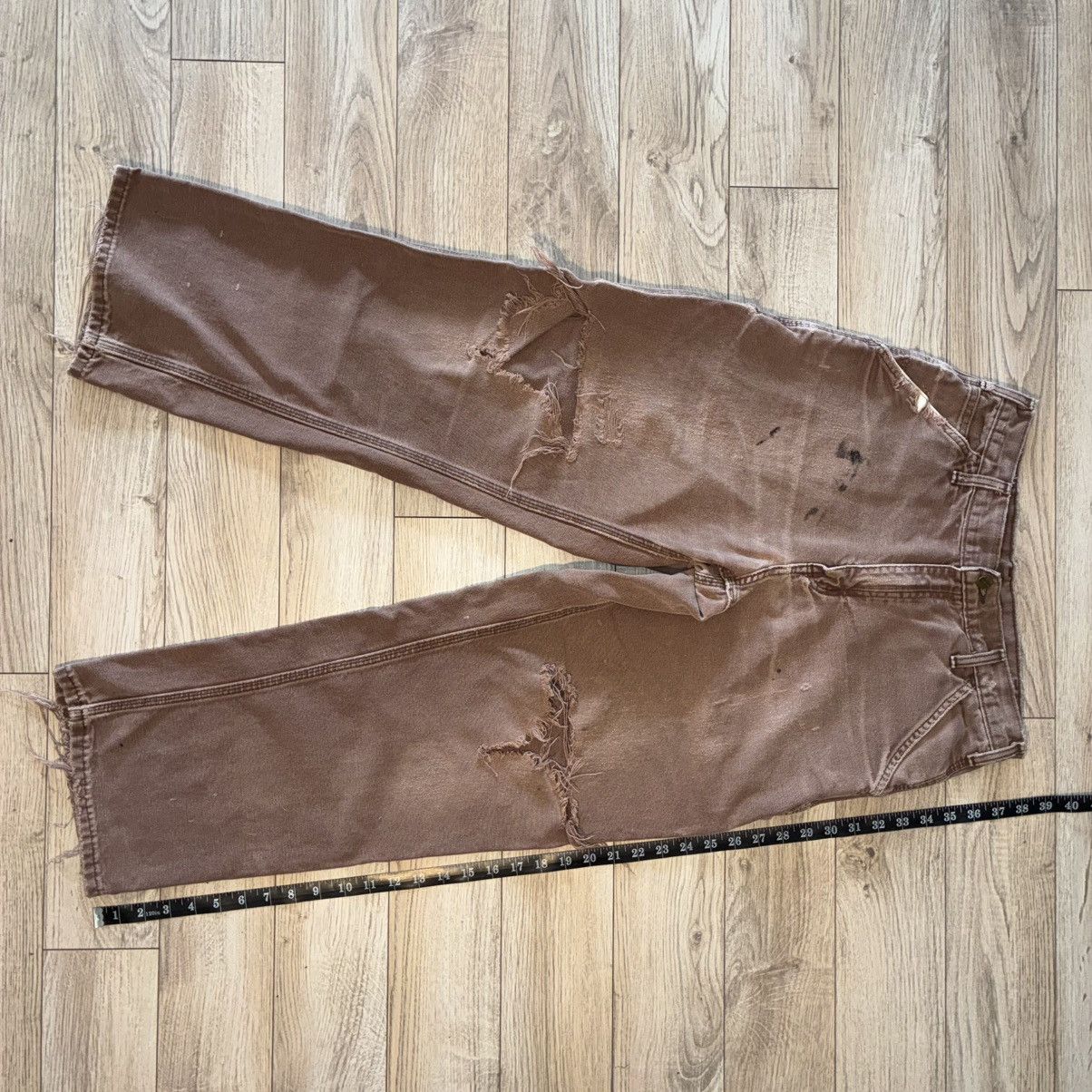 Carhartt Brown Carhartt carpenter pants distressed thrashed Size US 30 / EU 46 - 7 Thumbnail