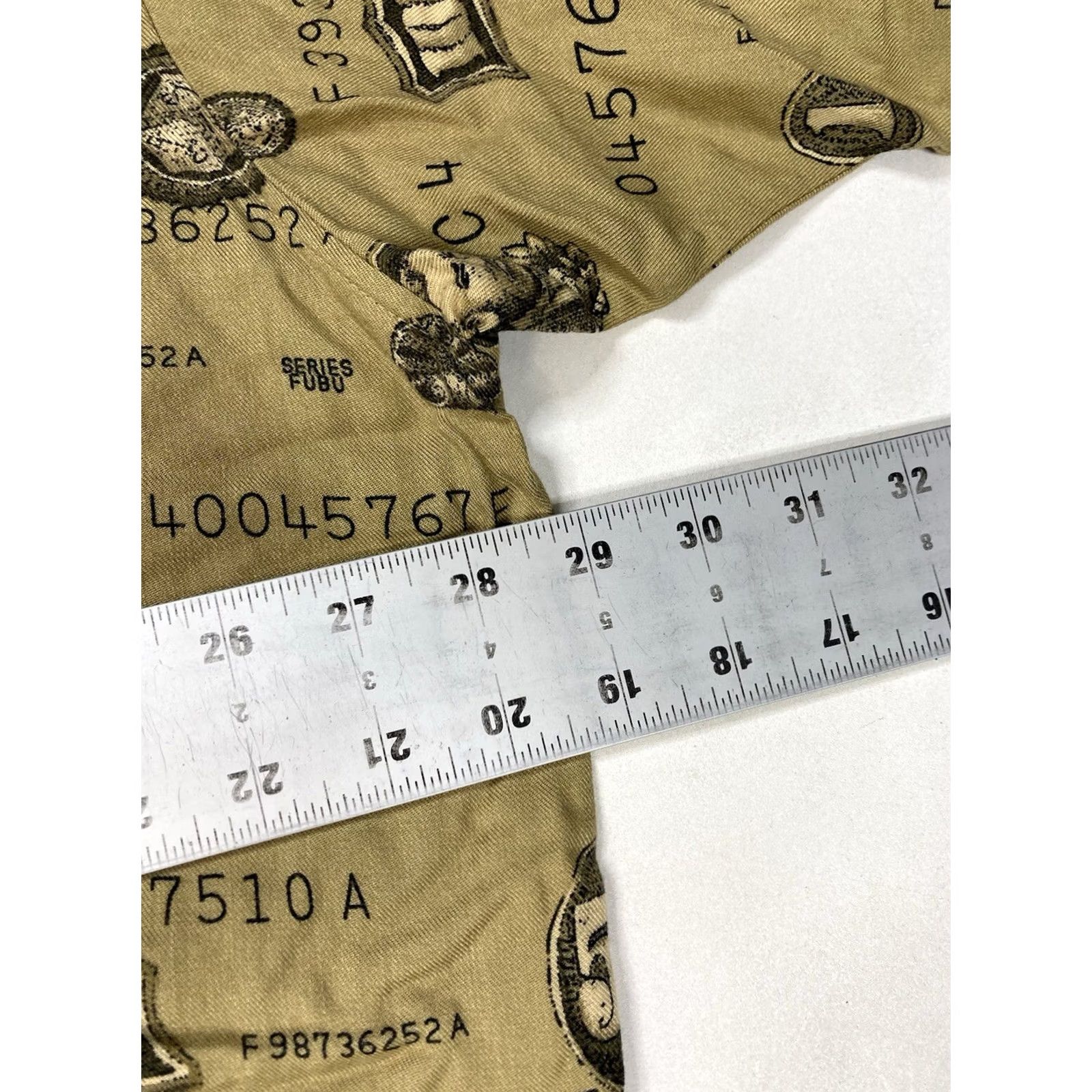 Fubu VINTAGE FUBU Shirt Men XXL Beige Short Sleeve AOP Money 90s City Hip Hop Button-Up Pockets Size US XXL / EU 58 / 5 - 7 Thumbnail