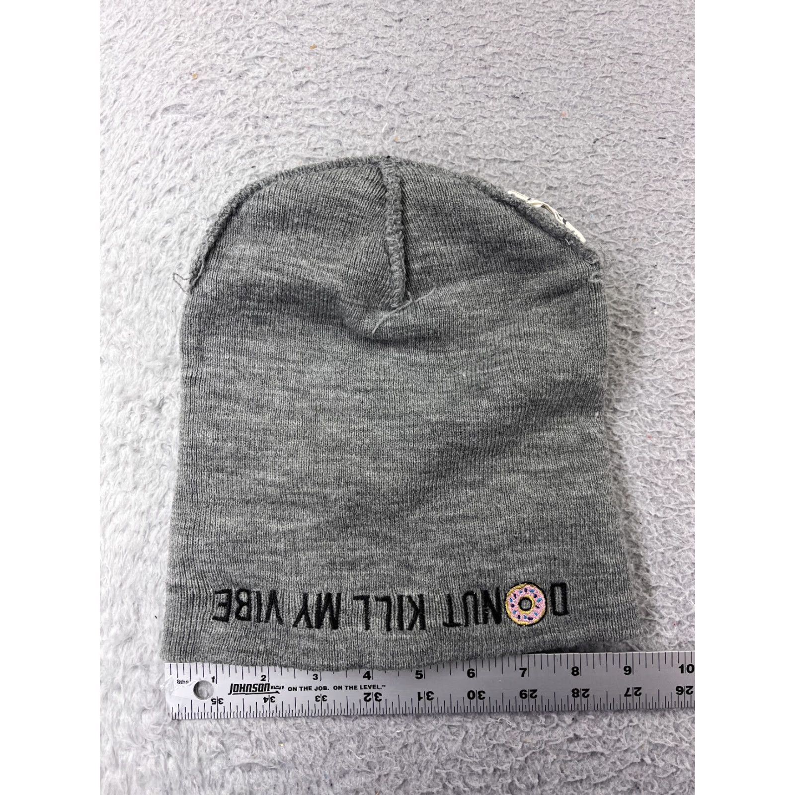 VIBE Mudd Beanie Toque Adult Gray Knit Embroidered Donut Kill My Vibe 100% Acrylic Men’s/Women’s Hat/Beanie? Size ONE SIZE - 4 Thumbnail