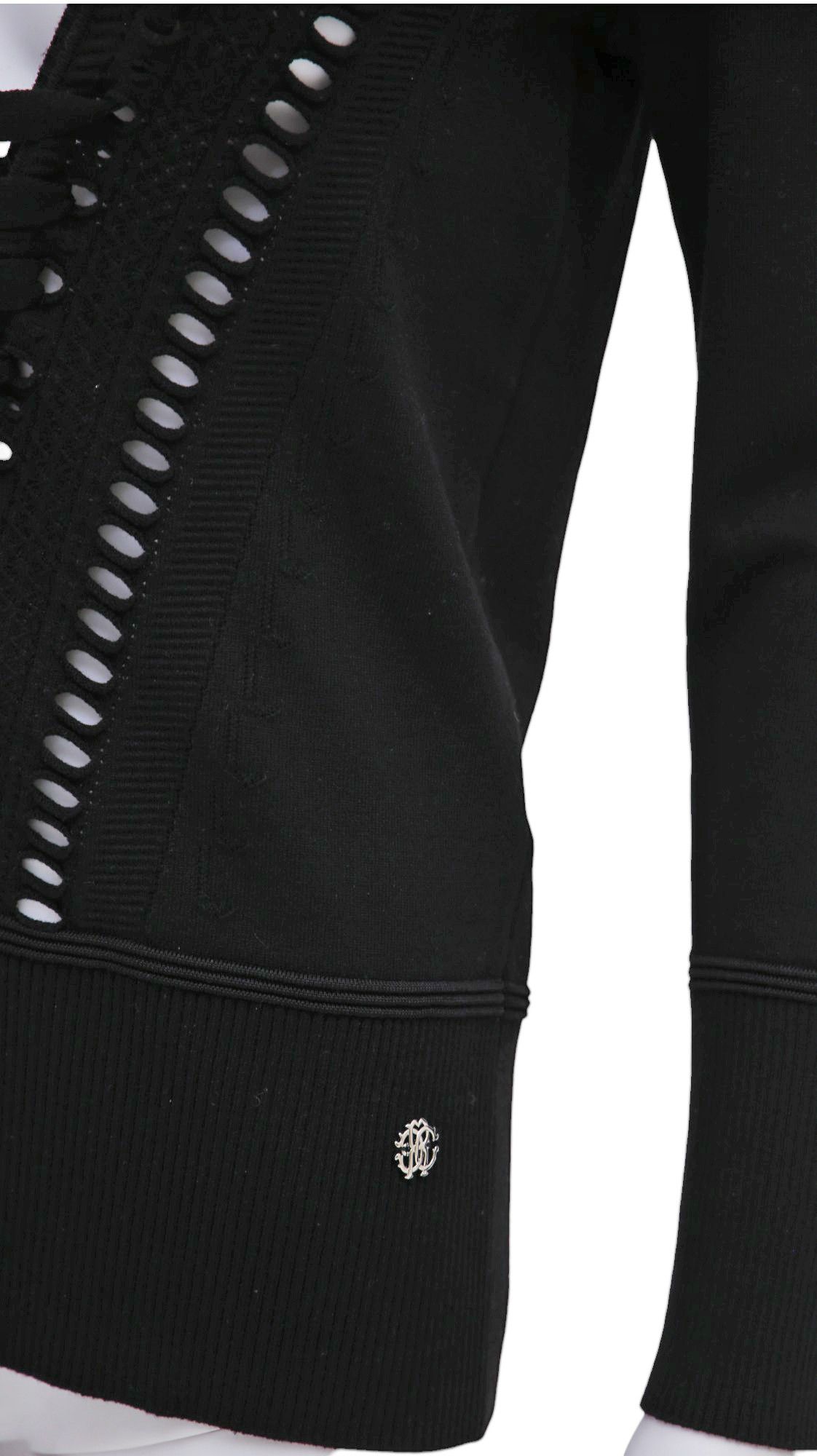 Roberto Cavalli F/W 2012 Black Cut-Out Wool Longsleeve Size S / US 4 / IT 40 - 8 Thumbnail